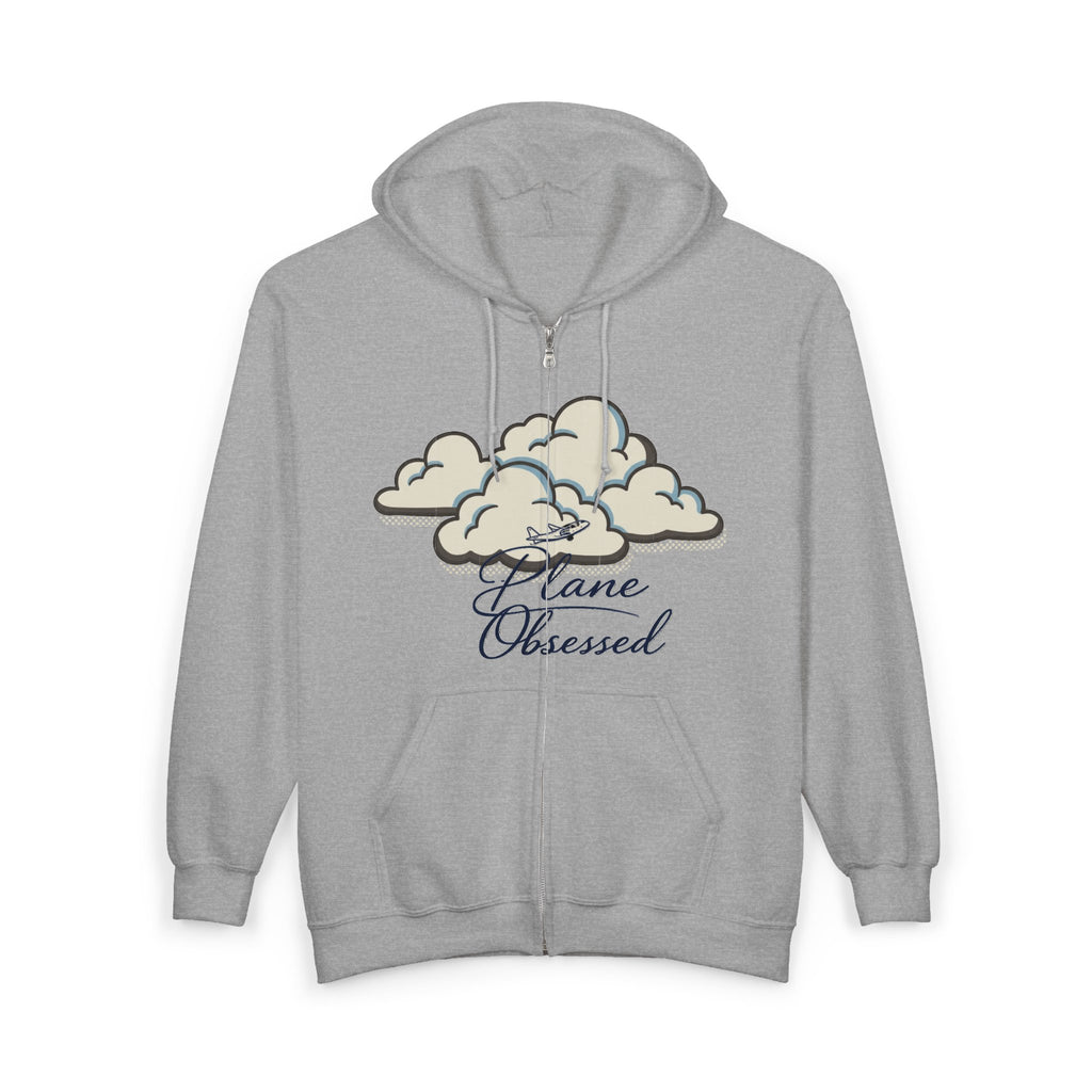 Plane Obsessed Zip Hoodie — Travel Graphic Full-Zip Sweatshirt