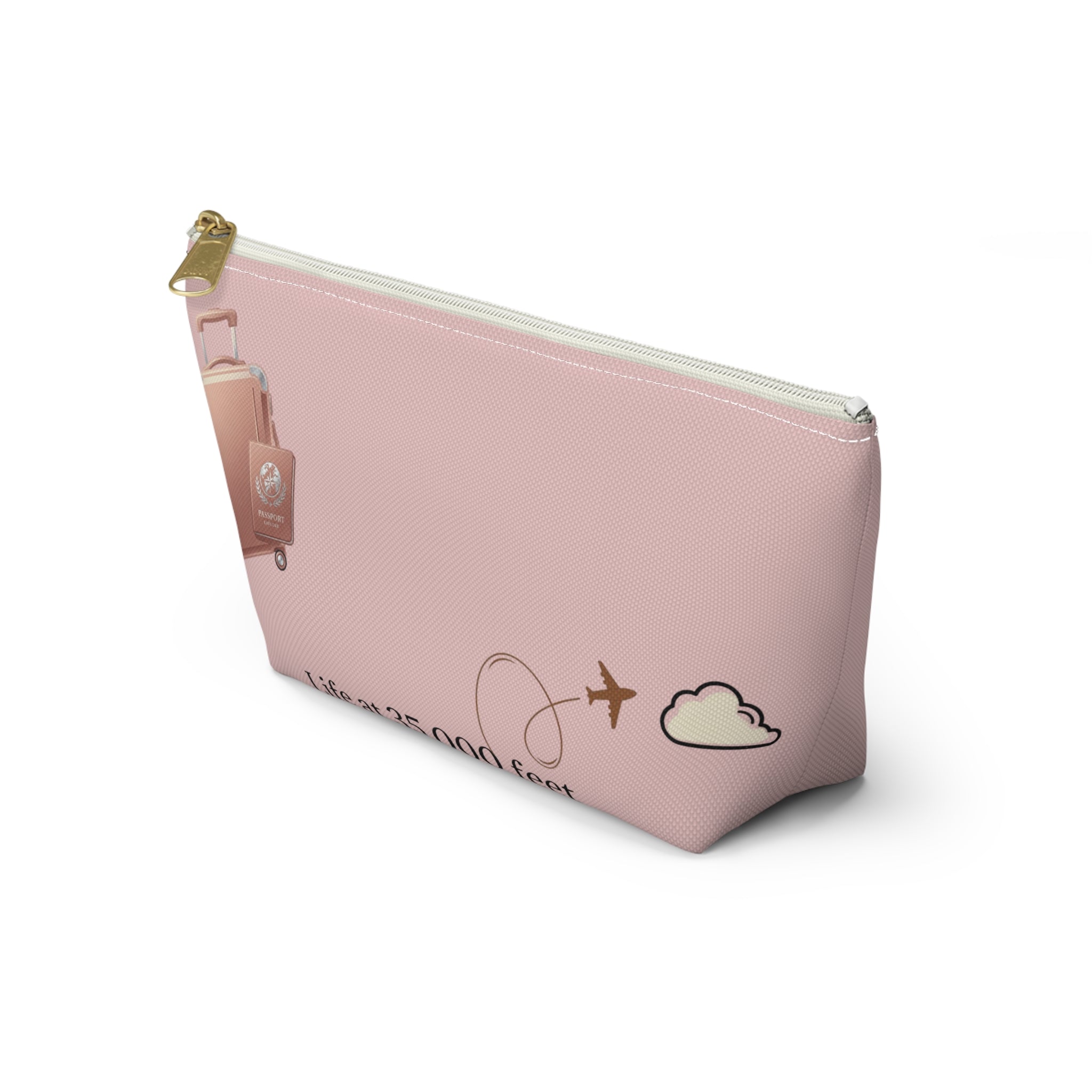 Plane Obsessed Travel Accessory Pouch — T‑Bottom Cosmetic Bag for Jetsetters