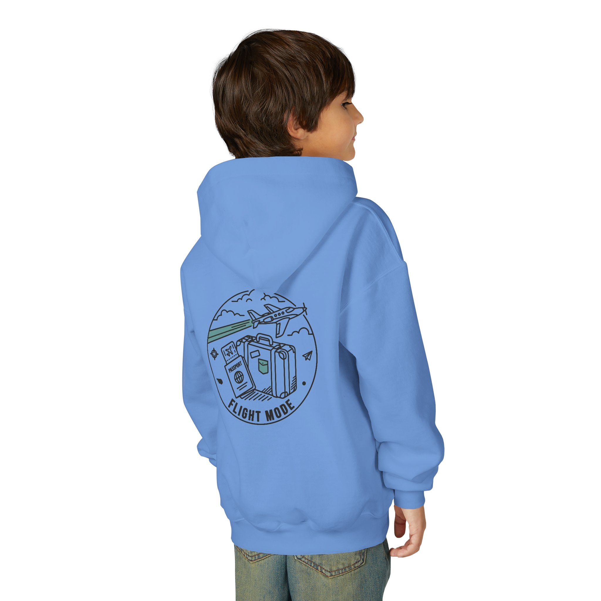 Youth Hoodie – 'Plane Obsessed' Travel Graphic Pullover (Flight Mode Design)