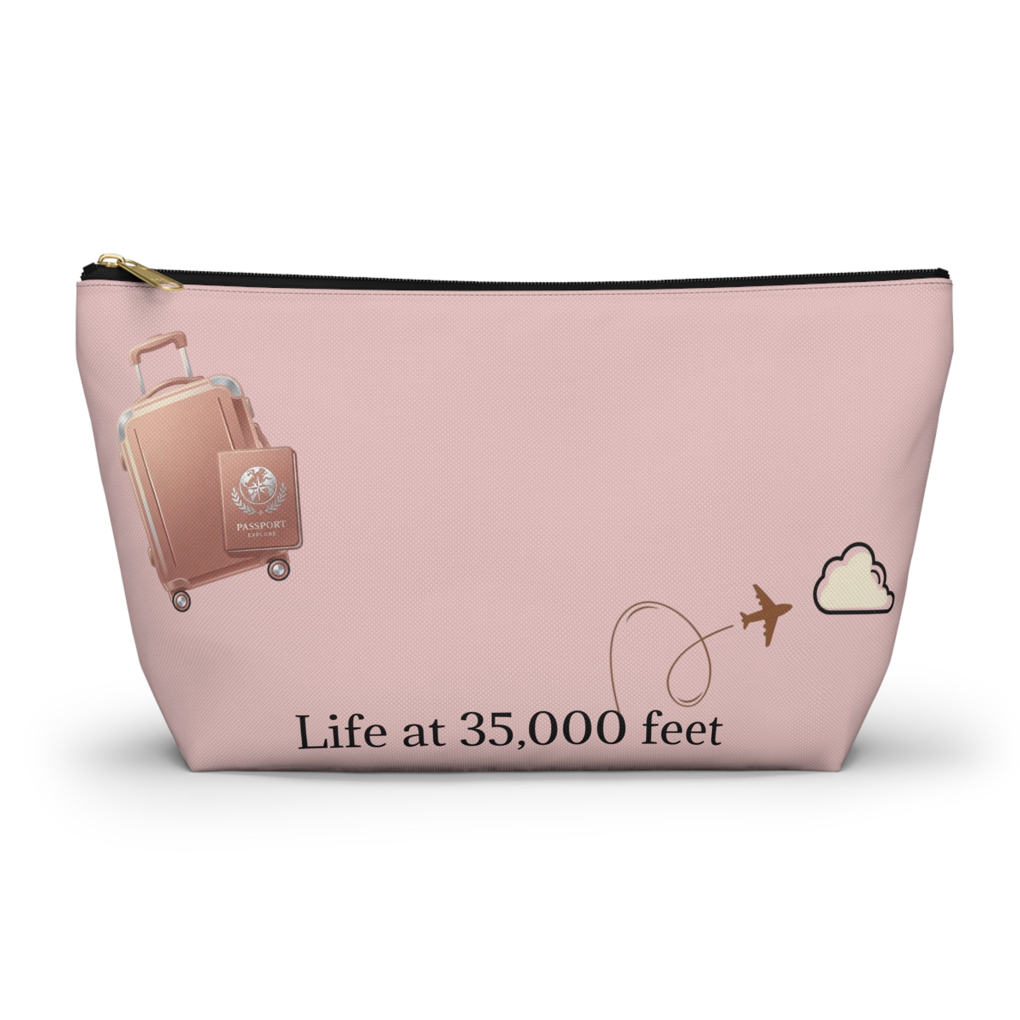 Plane Obsessed Travel Accessory Pouch — T‑Bottom Cosmetic Bag for Jetsetters