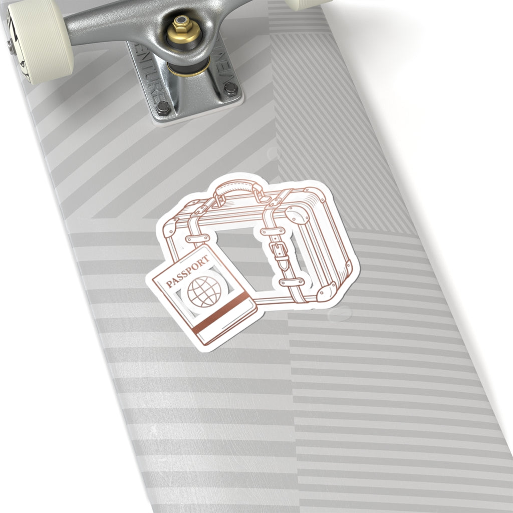 Travel Passport & Suitcase Kiss-Cut Sticker — Minimal Line Art Travel Decal