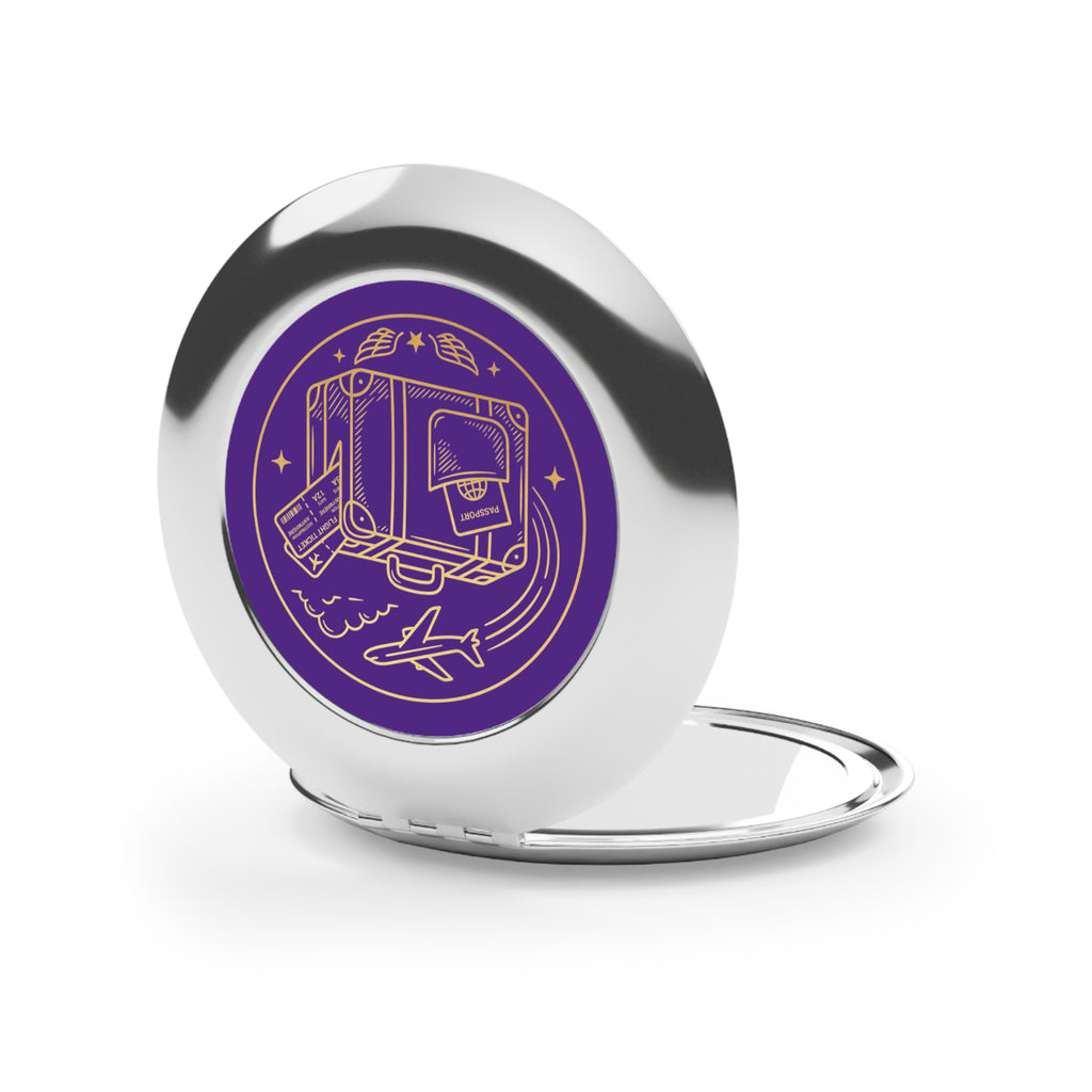 Travel Compact Mirror — Luggage & Passport Design, Portable Pocket Mirror for Trips