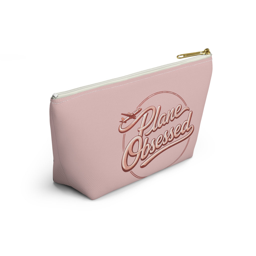 Plane Obsessed Travel Accessory Pouch — T‑Bottom Cosmetic Bag for Jetsetters