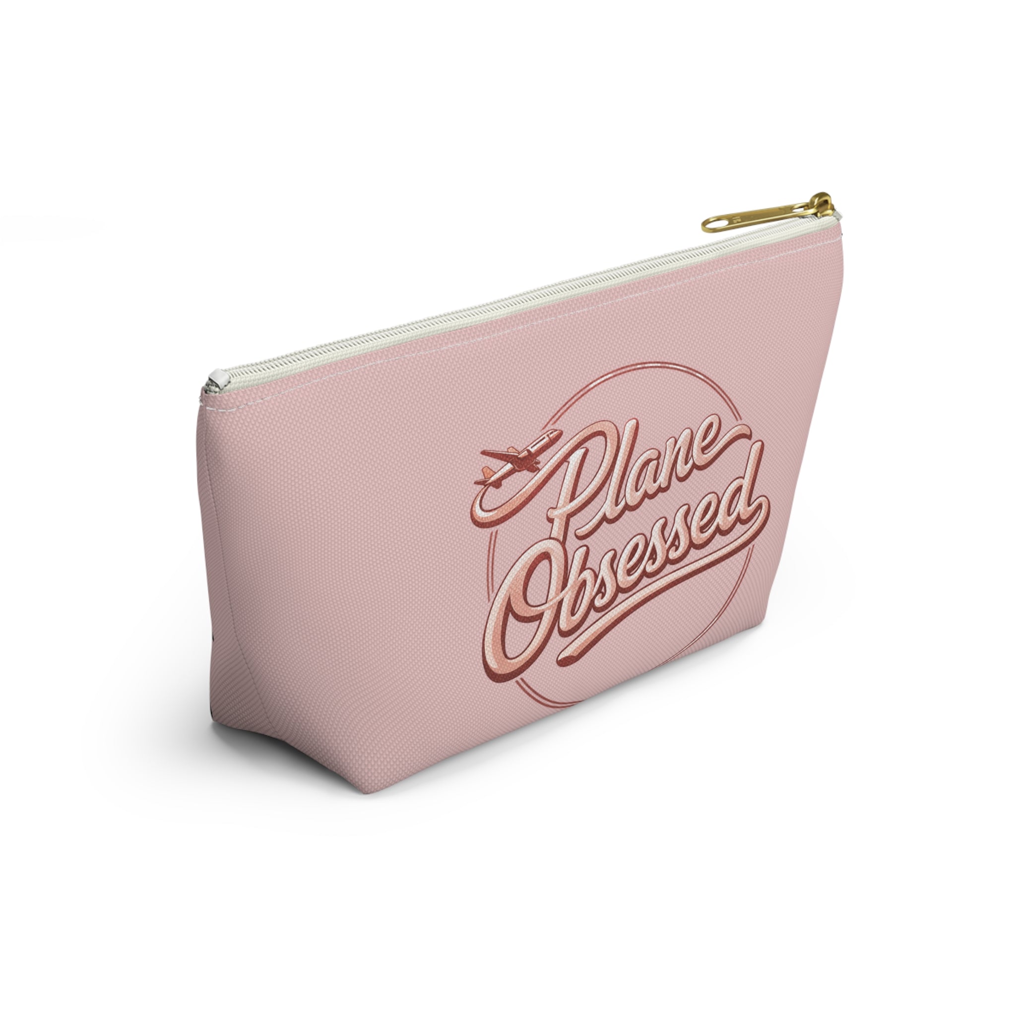 Plane Obsessed Travel Accessory Pouch — T‑Bottom Cosmetic Bag for Jetsetters