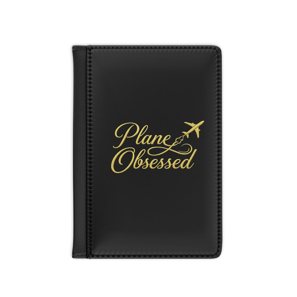 Passport Cover — "Plane Obsessed" Travel Passport Holder (Gold Script)