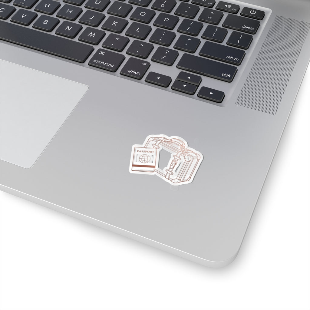 Travel Passport & Suitcase Kiss-Cut Sticker — Minimal Line Art Travel Decal