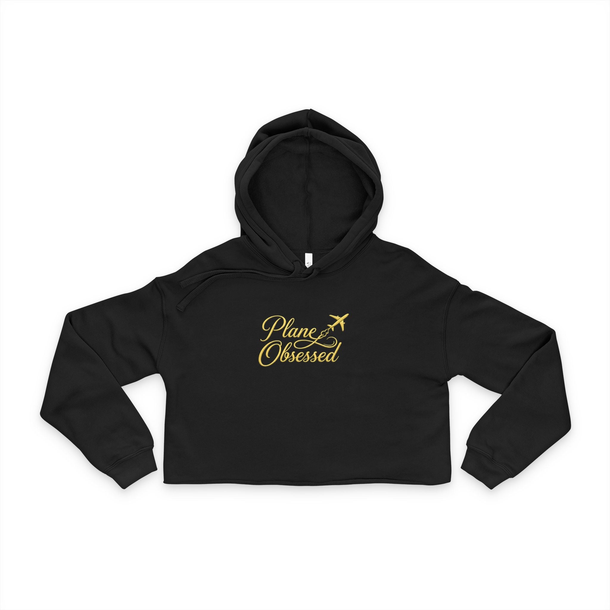 Cropped Hoodie — Minimal Gold Script Chest Logo