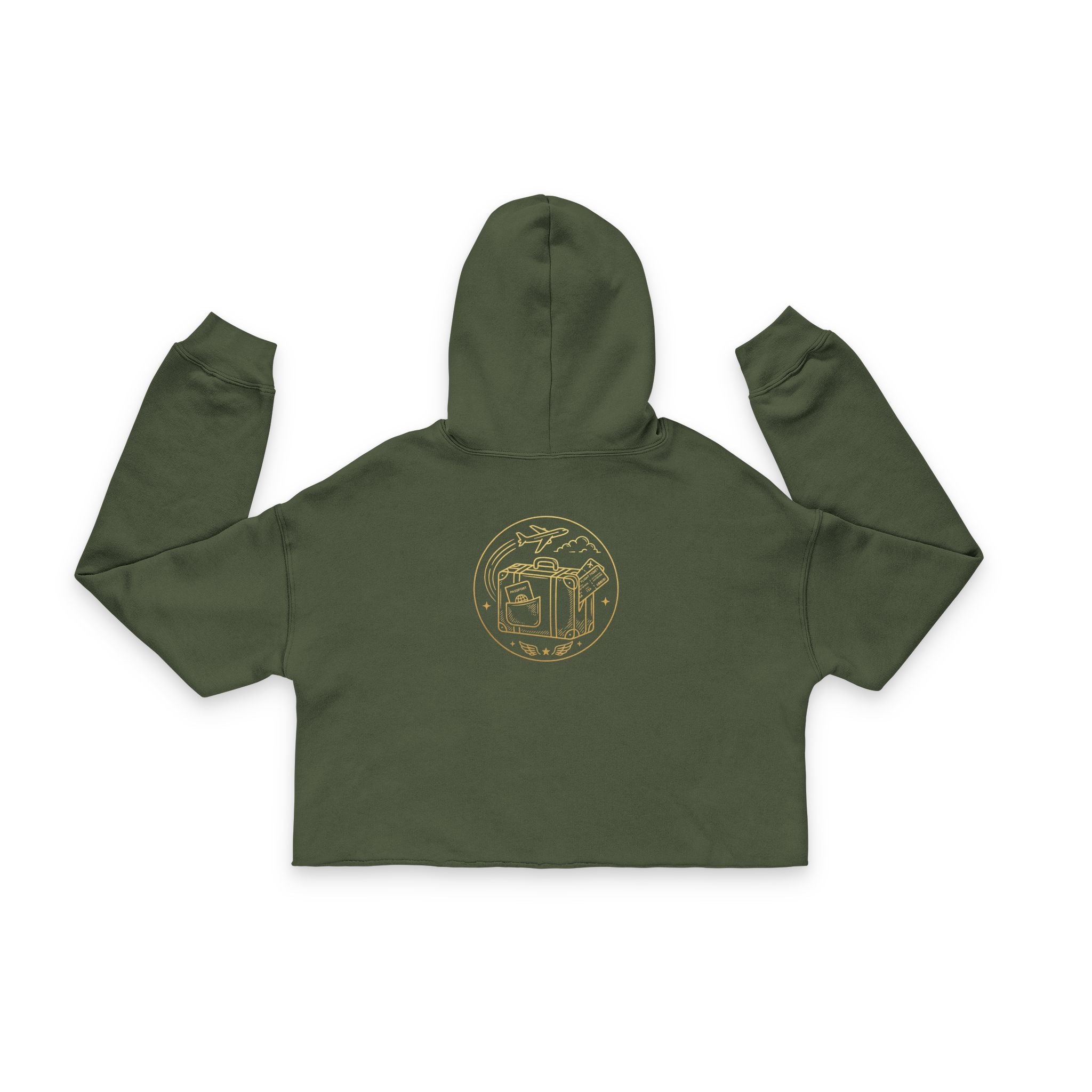 Cropped Hoodie — Minimal Gold Script Chest Logo