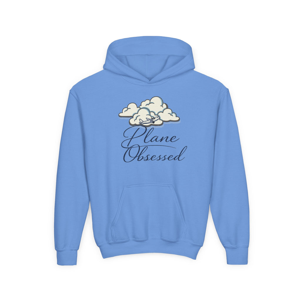 Youth Hoodie – 'Plane Obsessed' Travel Graphic Pullover (Flight Mode Design)
