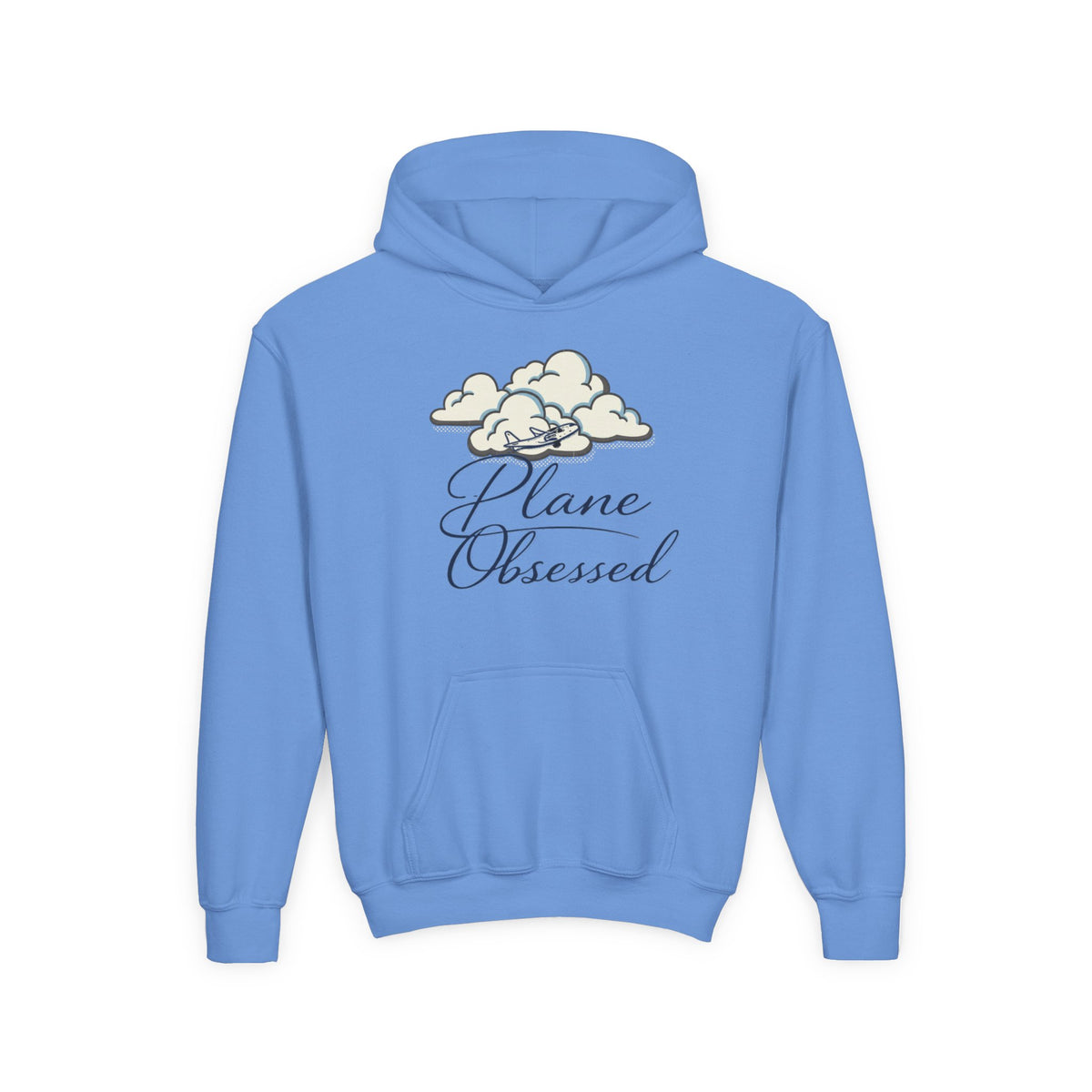 Youth Hoodie – 'Plane Obsessed' Travel Graphic Pullover (Flight Mode Design)