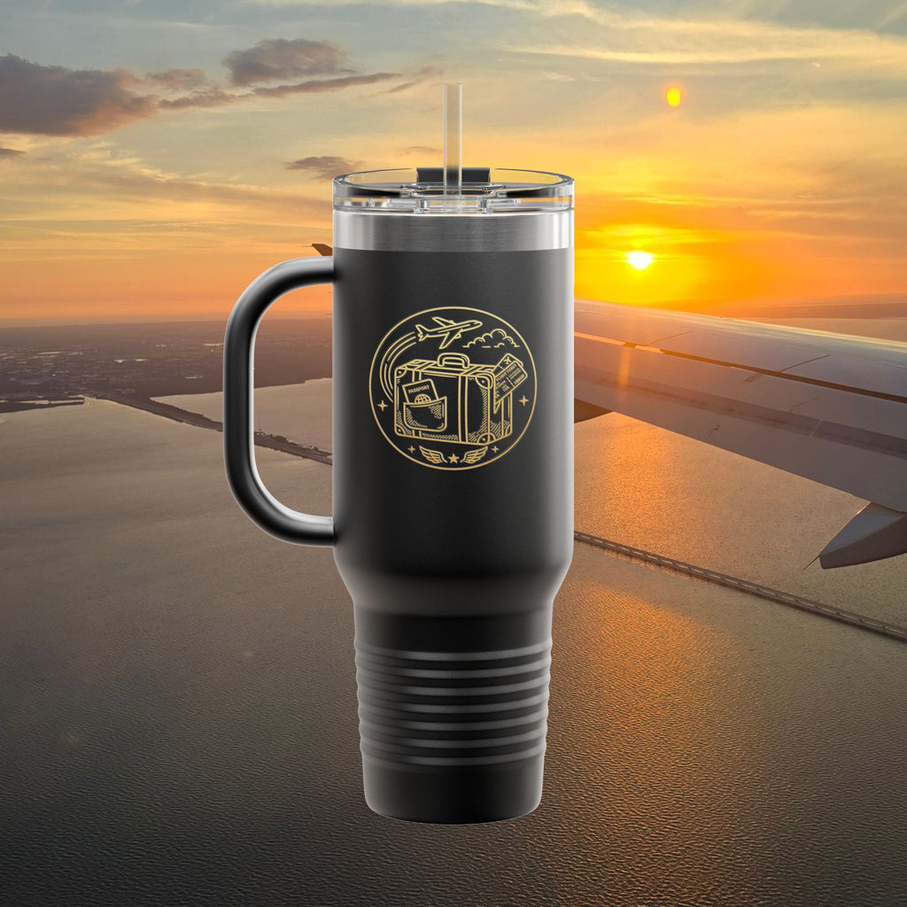 40oz Insulated Travel Mug – 'Plane Obsessed' Retro Aviation Graphic
