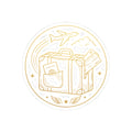 Travel Badge Kiss-Cut Sticker — Luggage, Passport & Plane Illustration
