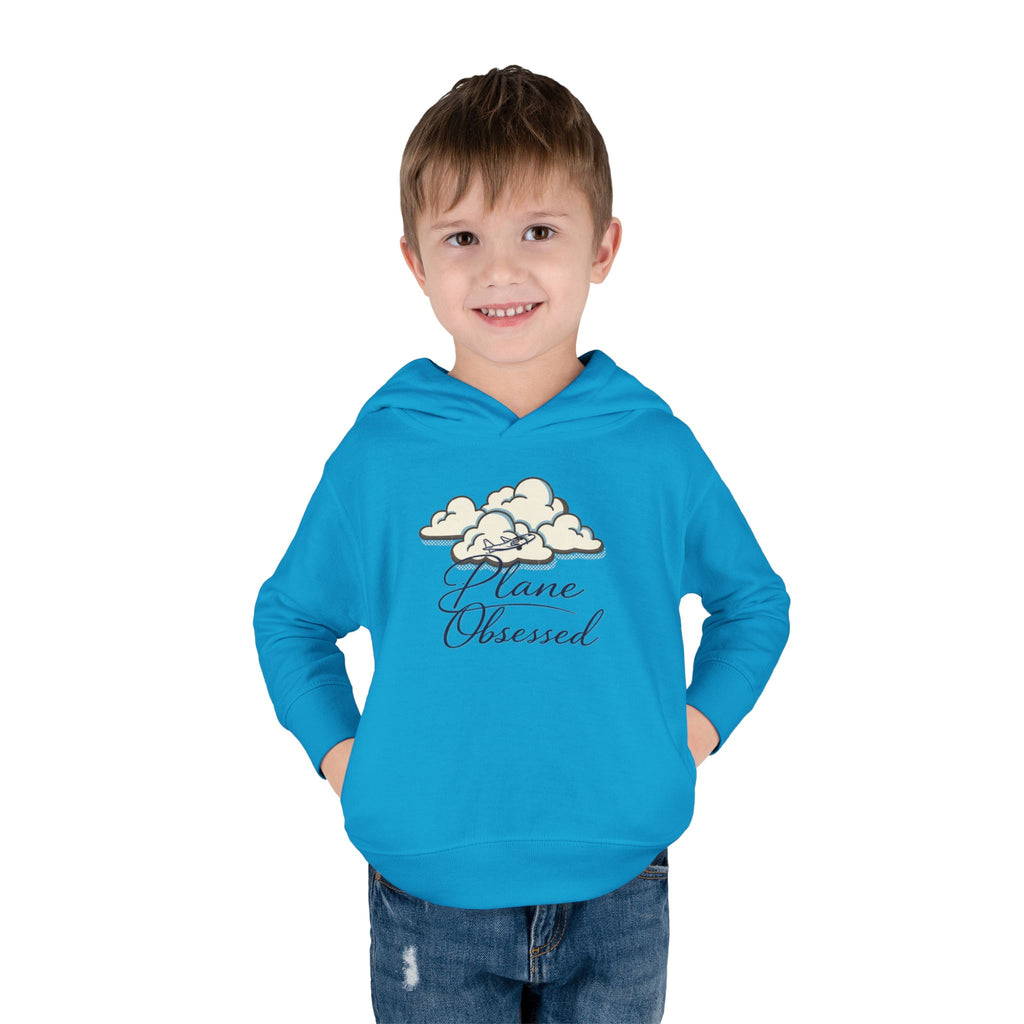 Toddler Hoodie - 'Plane Obsessed' Cute Cloud & Flight Mode Airplane Pullover