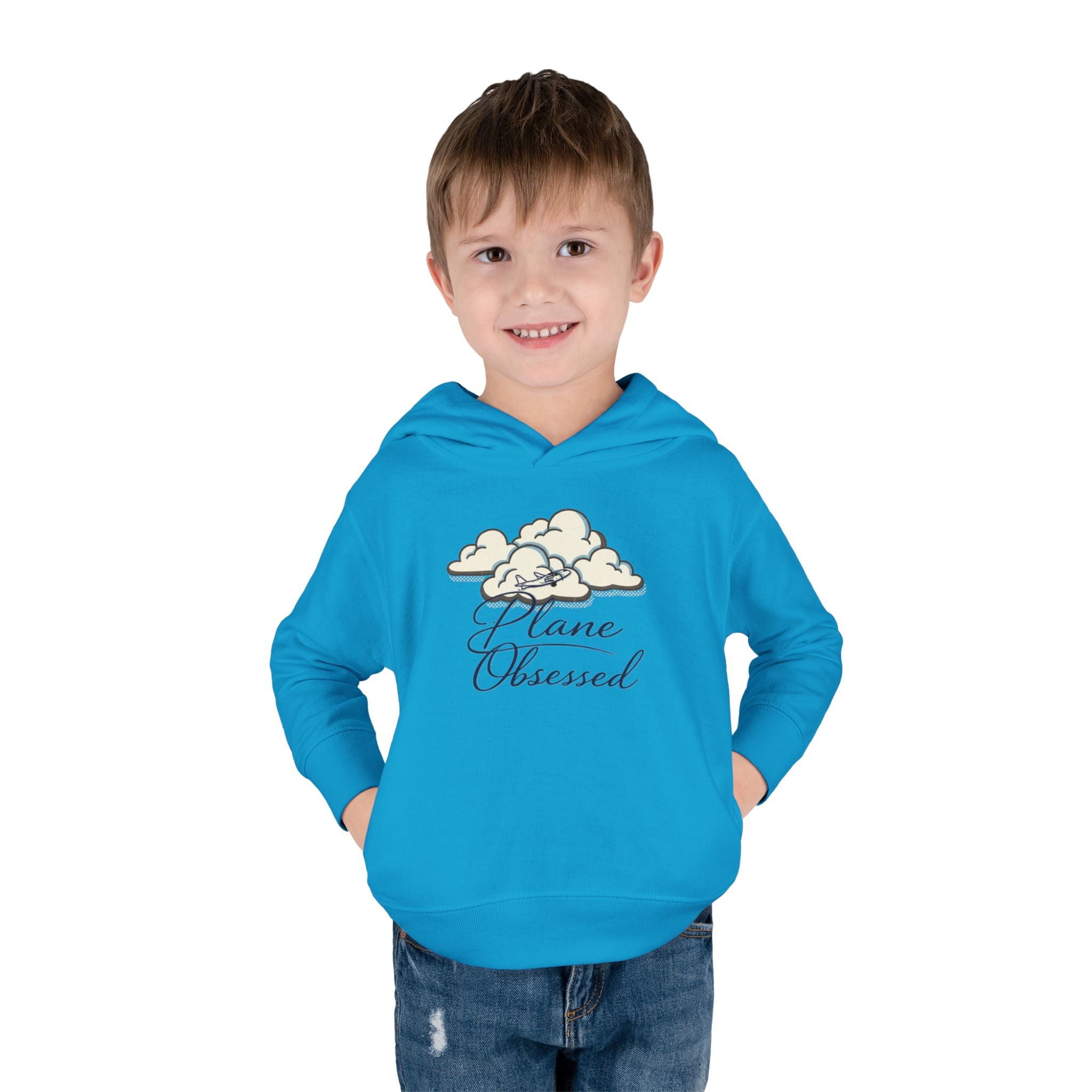 Toddler Hoodie - 'Plane Obsessed' Cute Cloud & Flight Mode Airplane Pullover