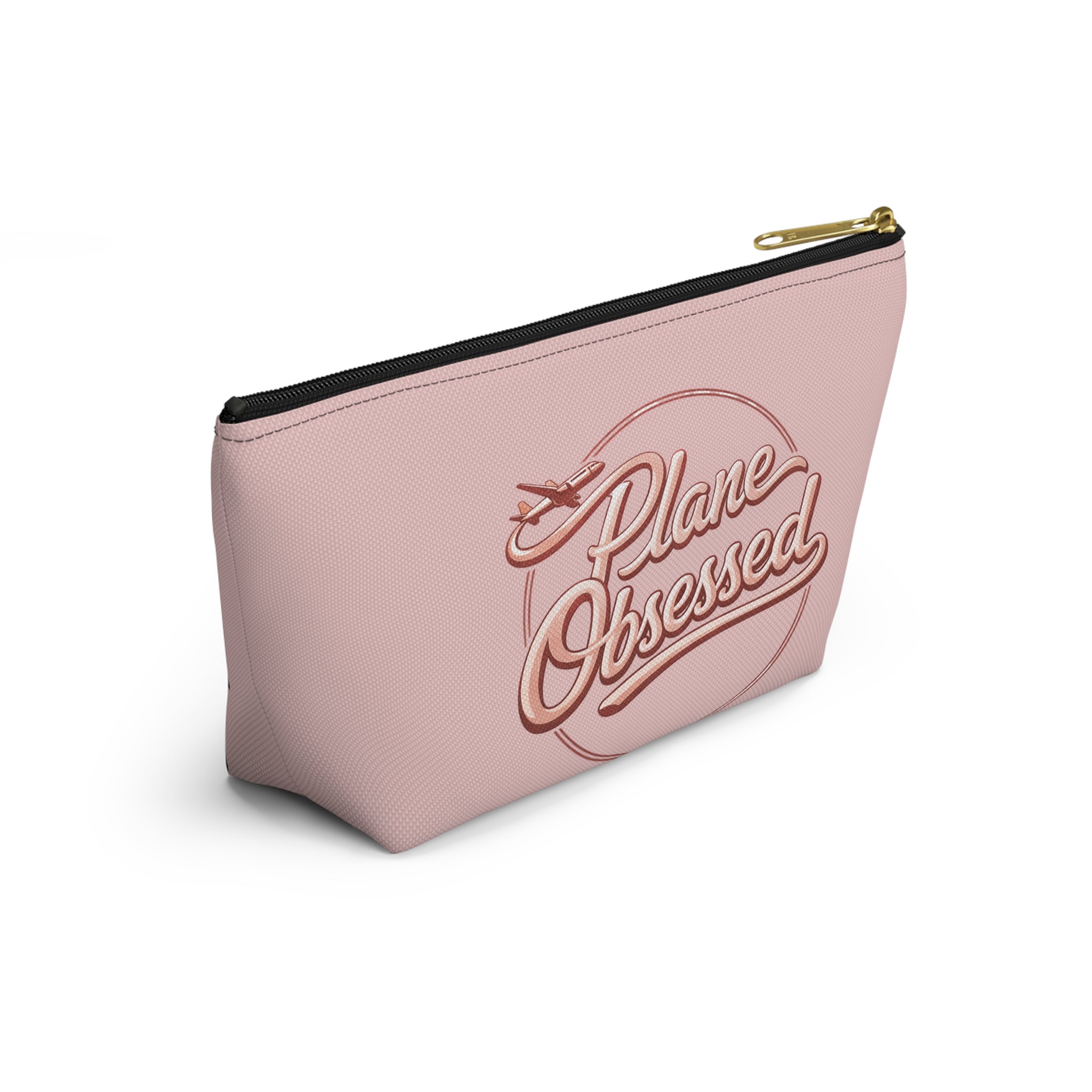 Plane Obsessed Travel Accessory Pouch — T‑Bottom Cosmetic Bag for Jetsetters