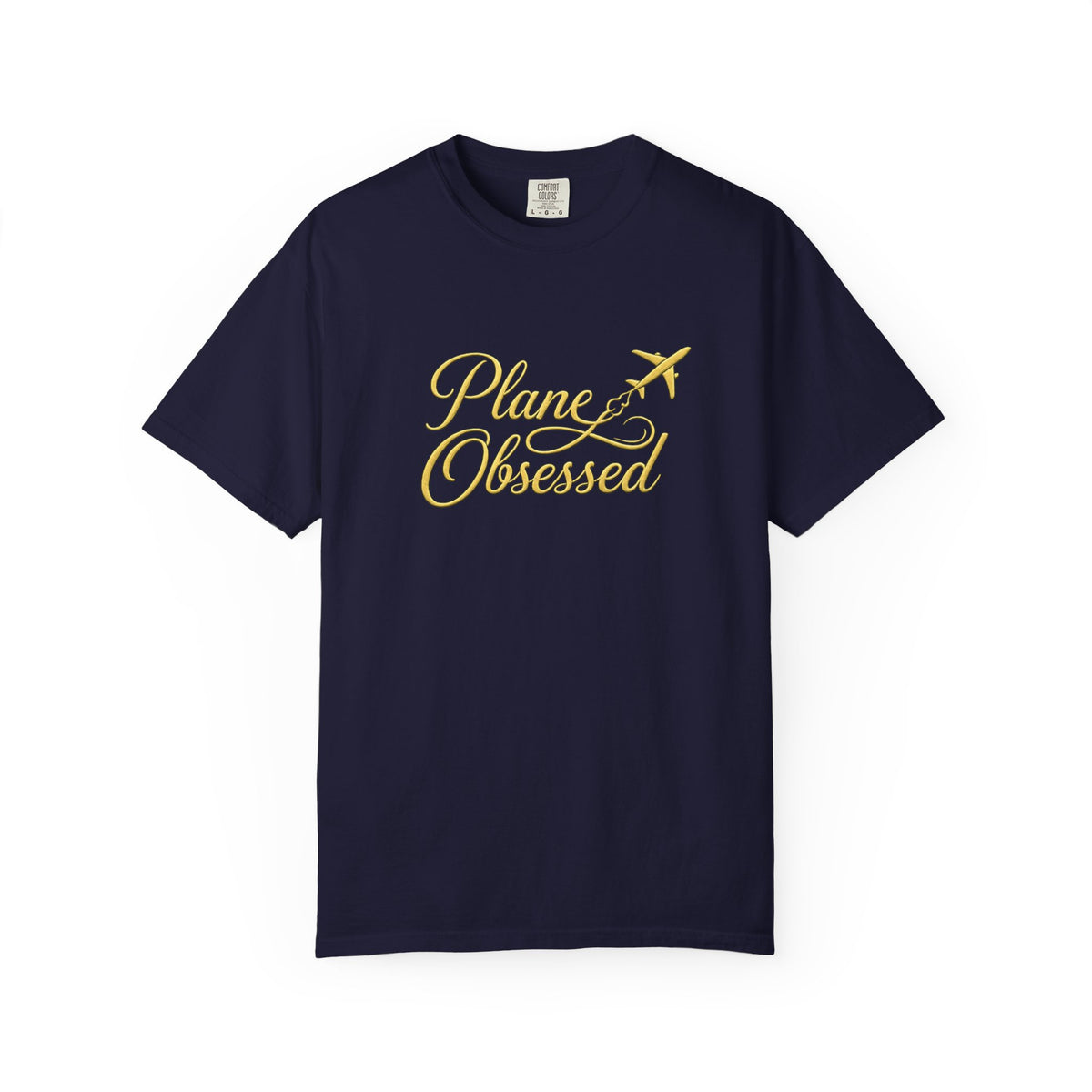 Plane Obsessed T-Shirt — Gold Script Travel Tee
