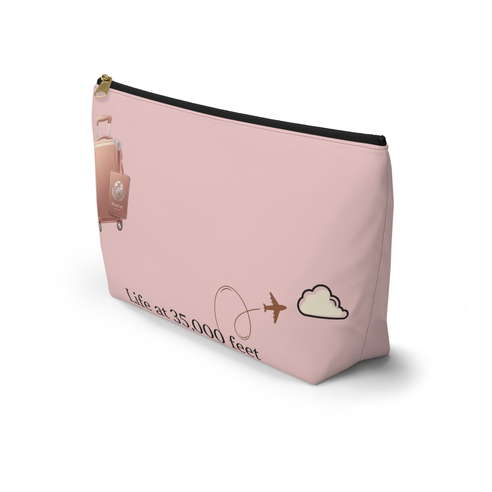 Plane Obsessed Travel Accessory Pouch — T‑Bottom Cosmetic Bag for Jetsetters