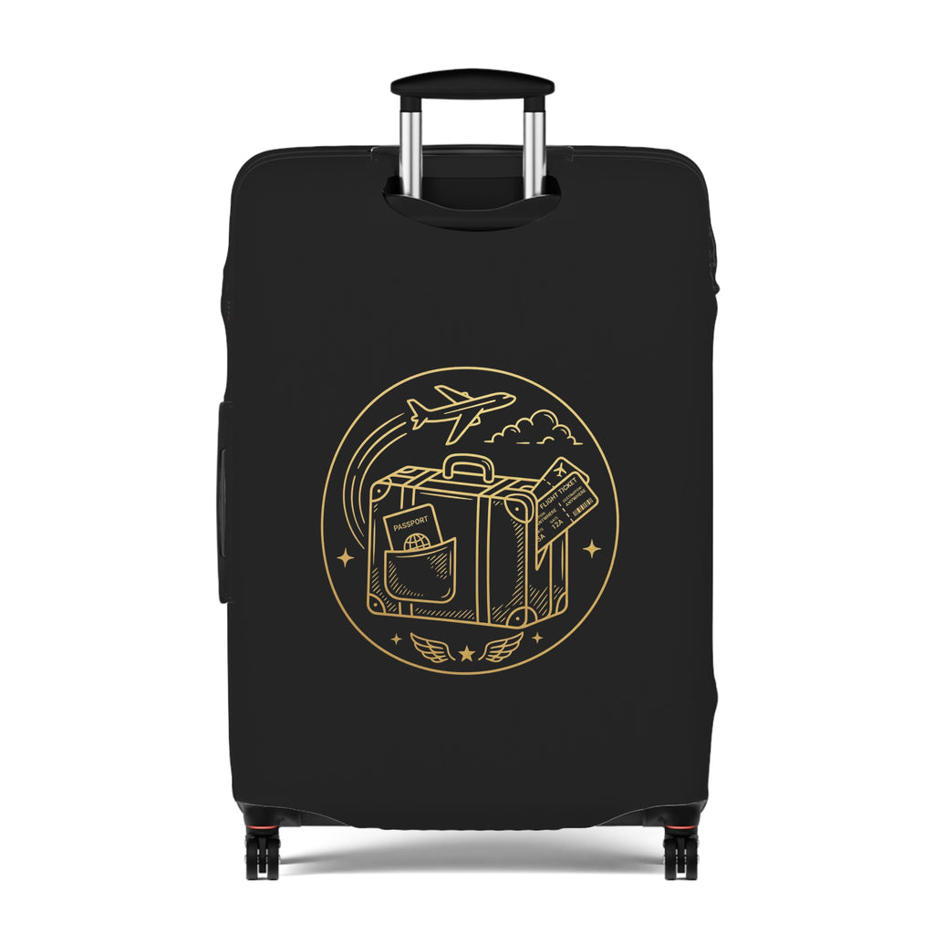 Luggage Cover — 'Plane Obsessed' Gold Script Travel Suitcase Protector