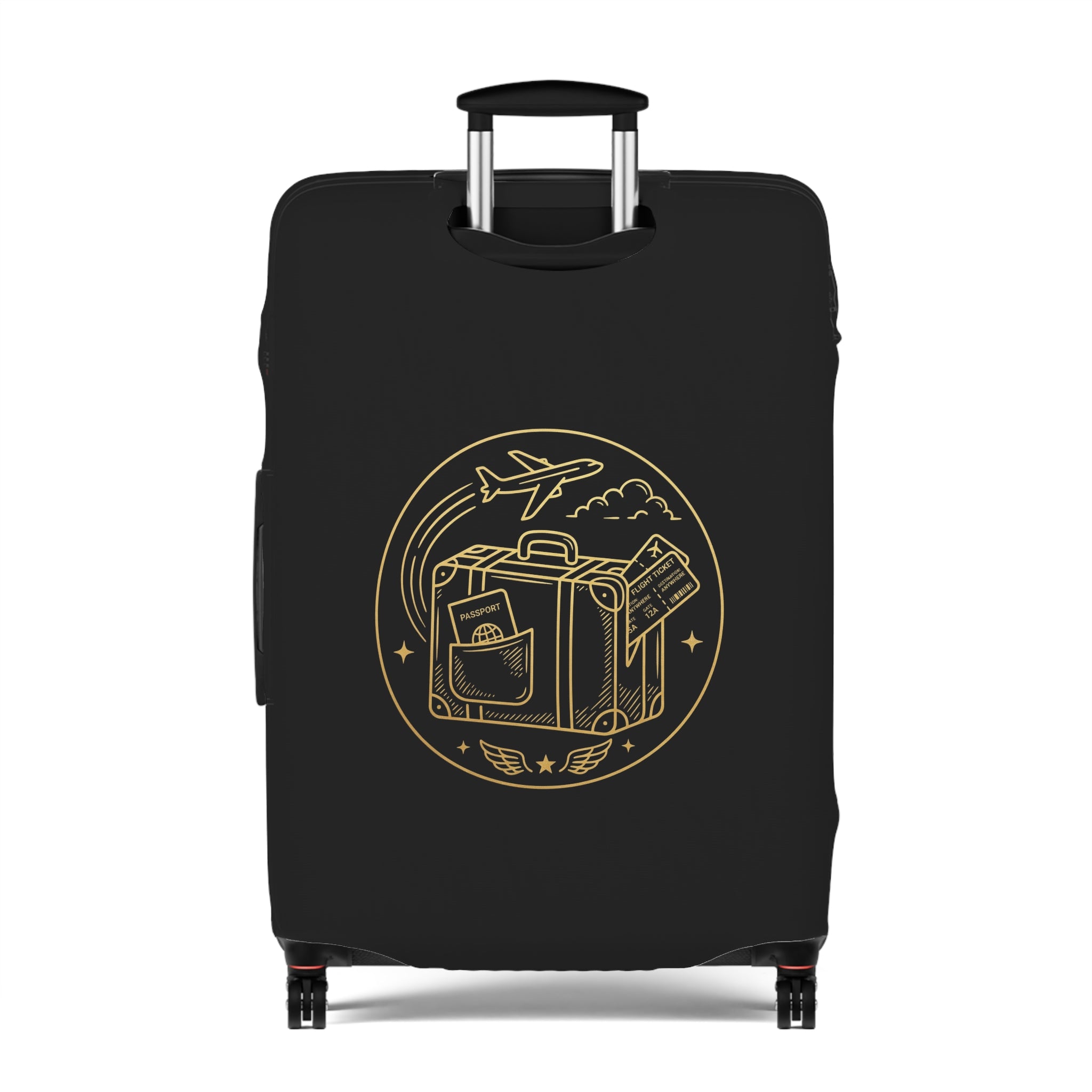 Luggage Cover — 'Plane Obsessed' Gold Script Travel Suitcase Protector