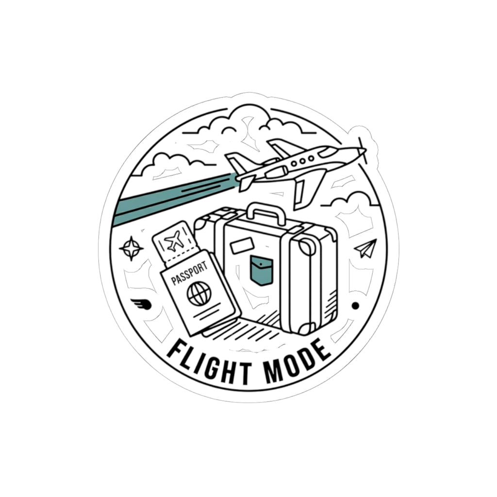 Flight Mode Travel Sticker — Passport & Luggage Kiss-Cut Decal