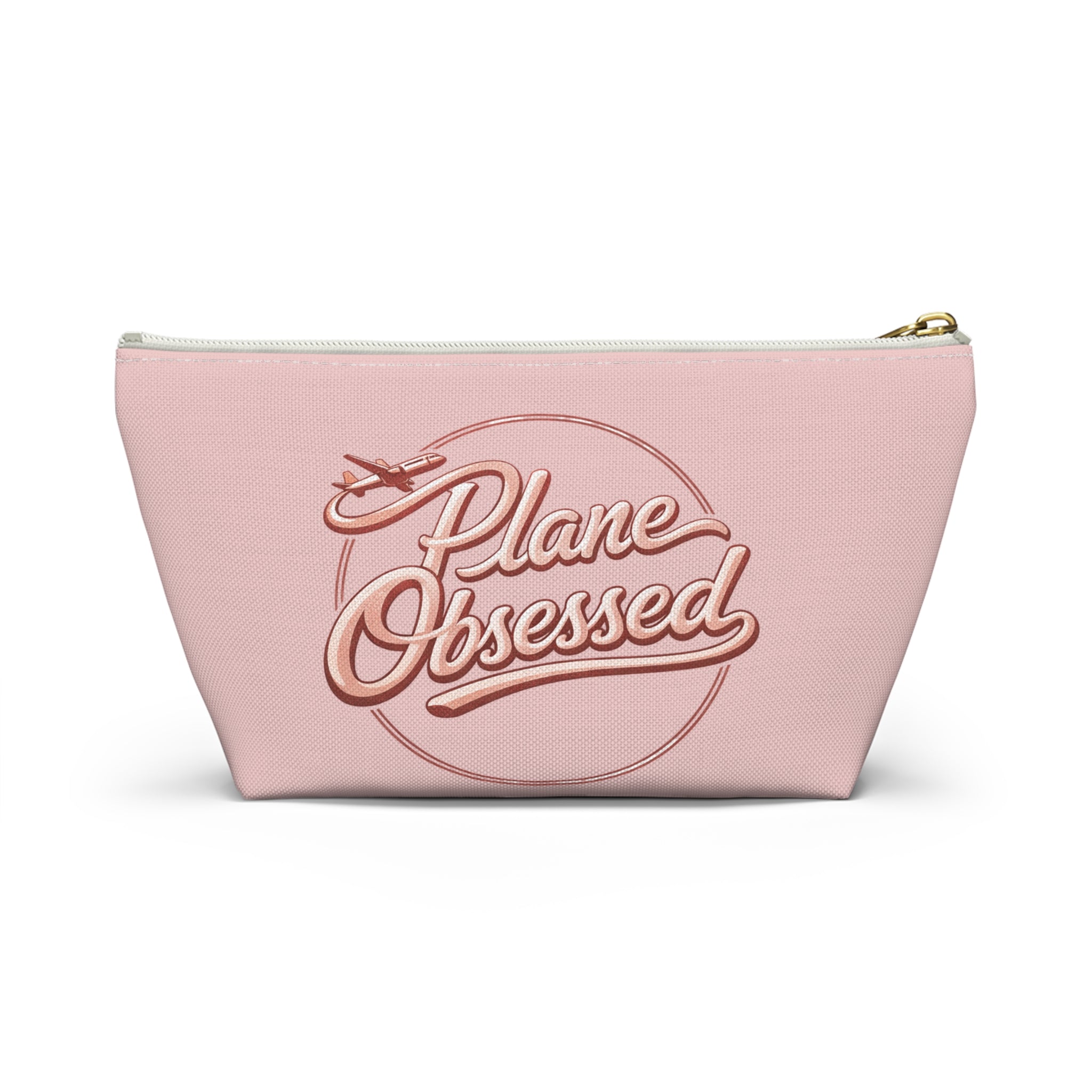 Plane Obsessed Travel Accessory Pouch — T‑Bottom Cosmetic Bag for Jetsetters