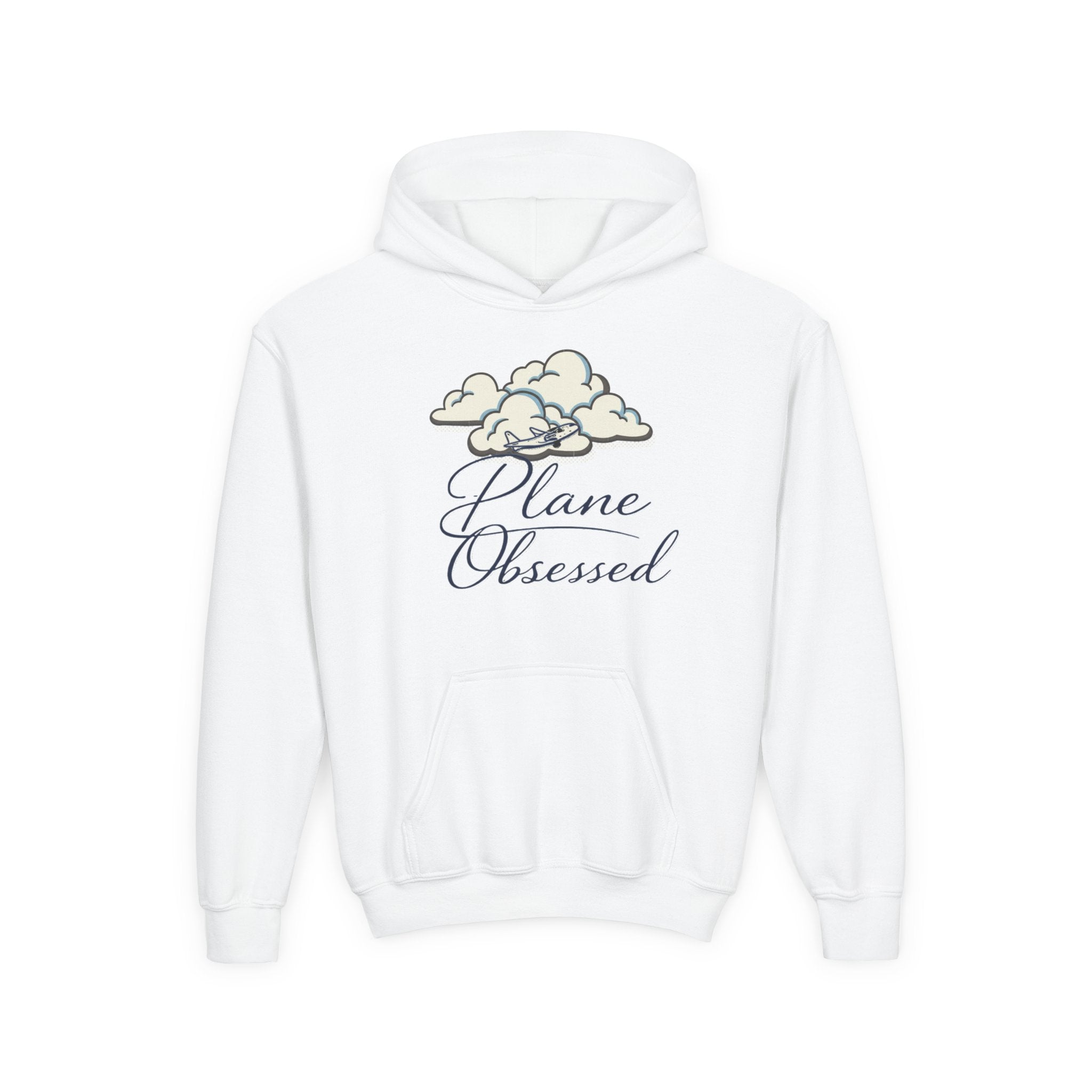 Youth Hoodie – 'Plane Obsessed' Travel Graphic Pullover (Flight Mode Design)