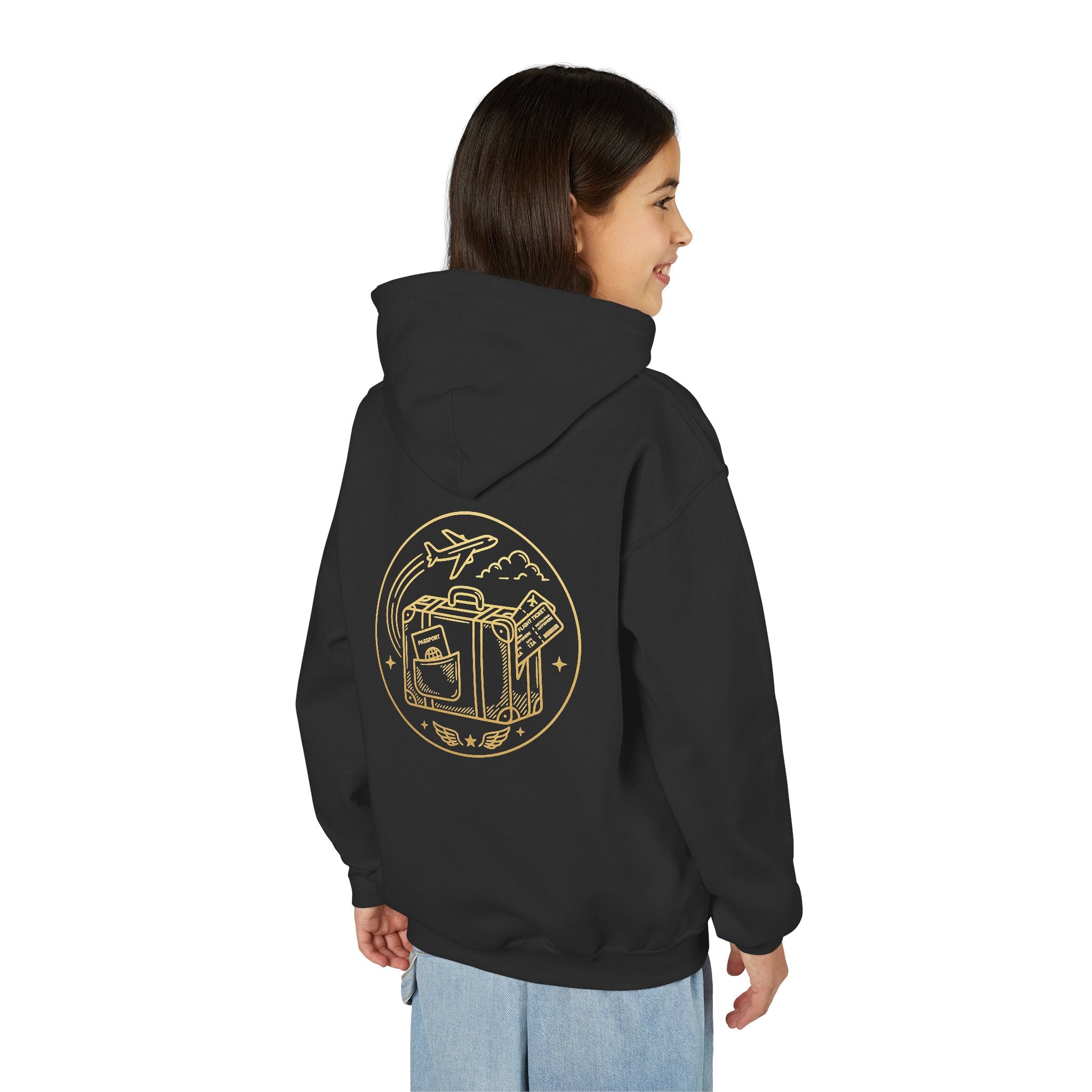 Youth Hoodie – 'Plane Obsessed' Travel Graphic Pullover (Flight Mode Design)
