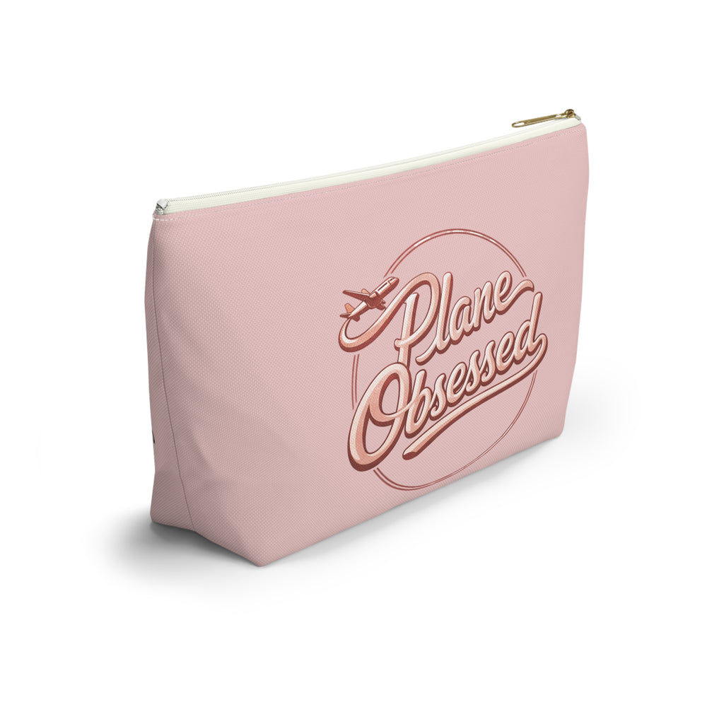 Plane Obsessed Travel Accessory Pouch — T‑Bottom Cosmetic Bag for Jetsetters