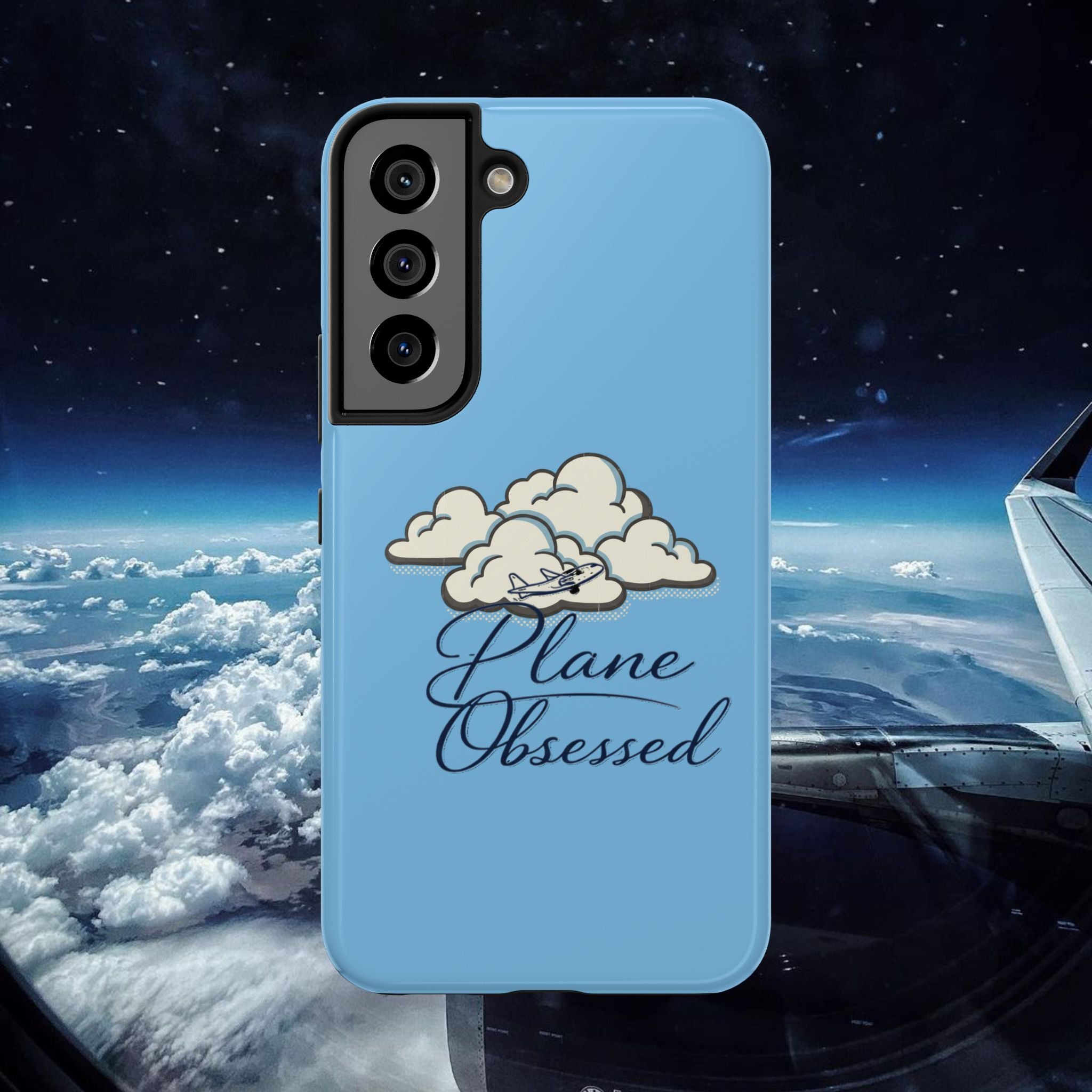 Phone Case — "Plane Obsessed" Cloud Sky Tough Protective Case