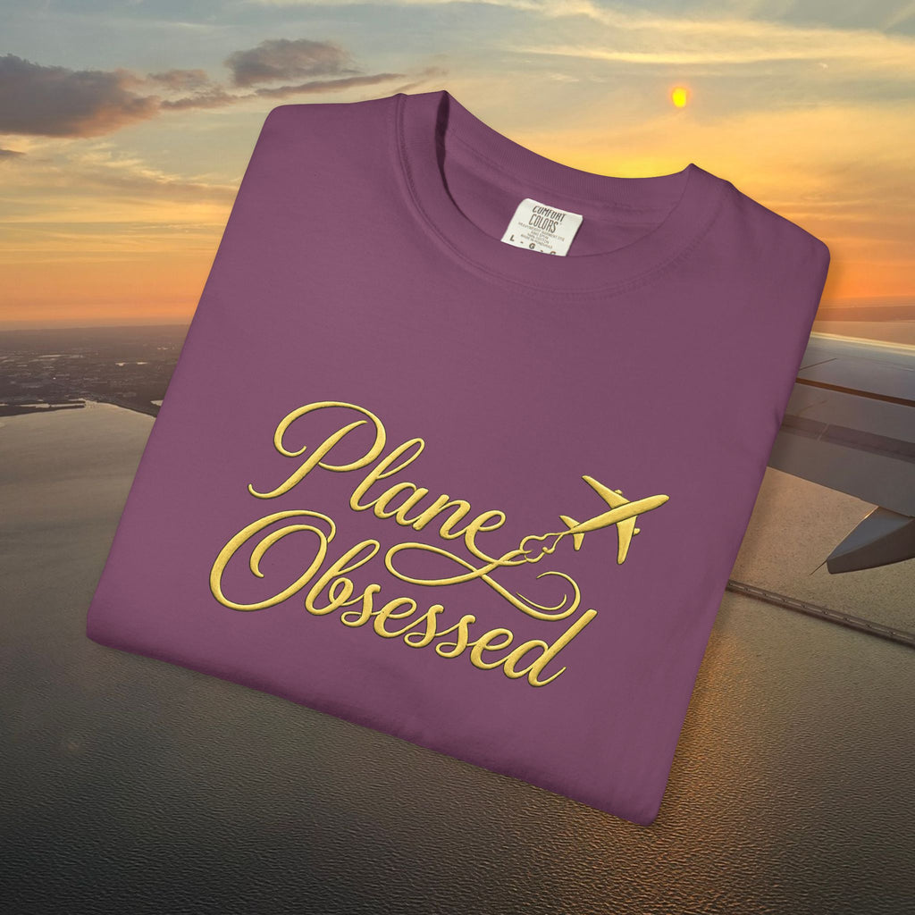 Plane Obsessed T-Shirt — Gold Script Travel Tee