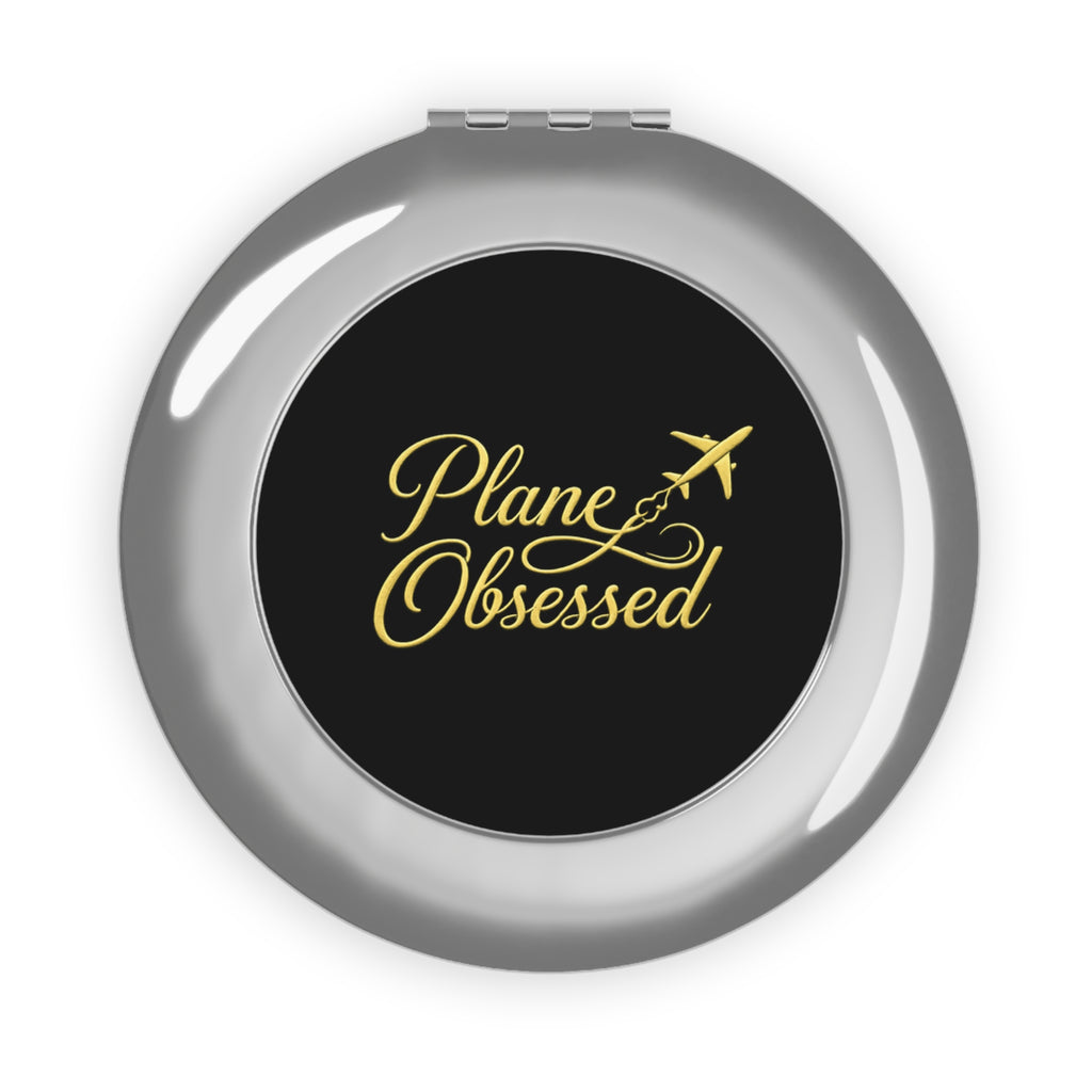 Plane Obsessed Compact Travel Mirror — Portable Makeup Mirror for Frequent Flyers & Travel Lovers