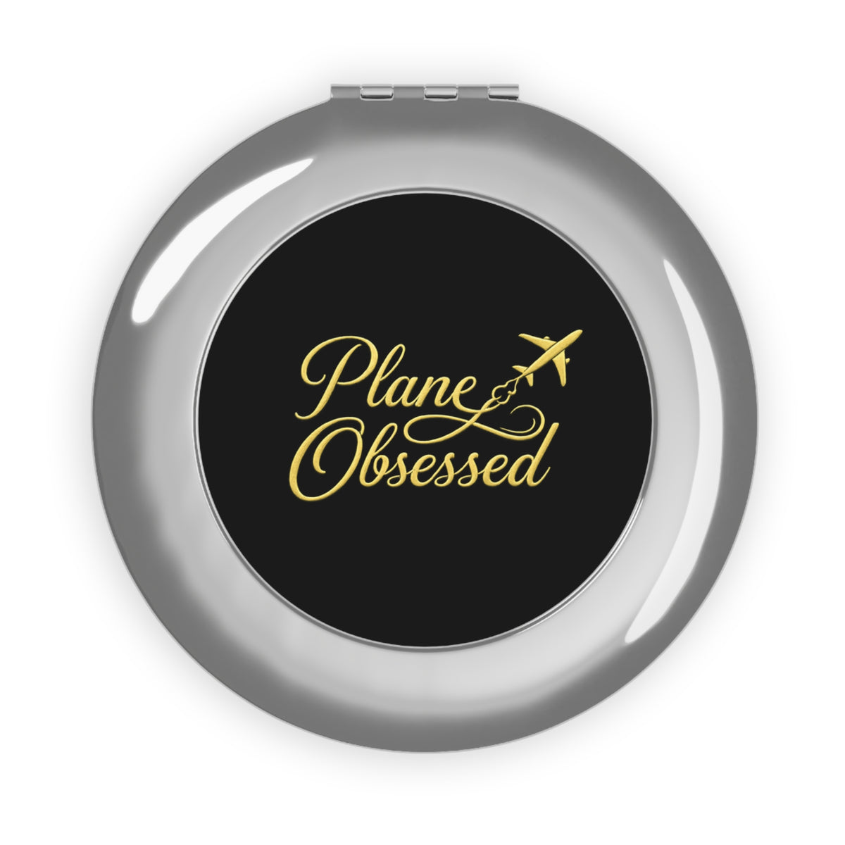 Plane Obsessed Compact Travel Mirror — Portable Makeup Mirror for Frequent Flyers & Travel Lovers