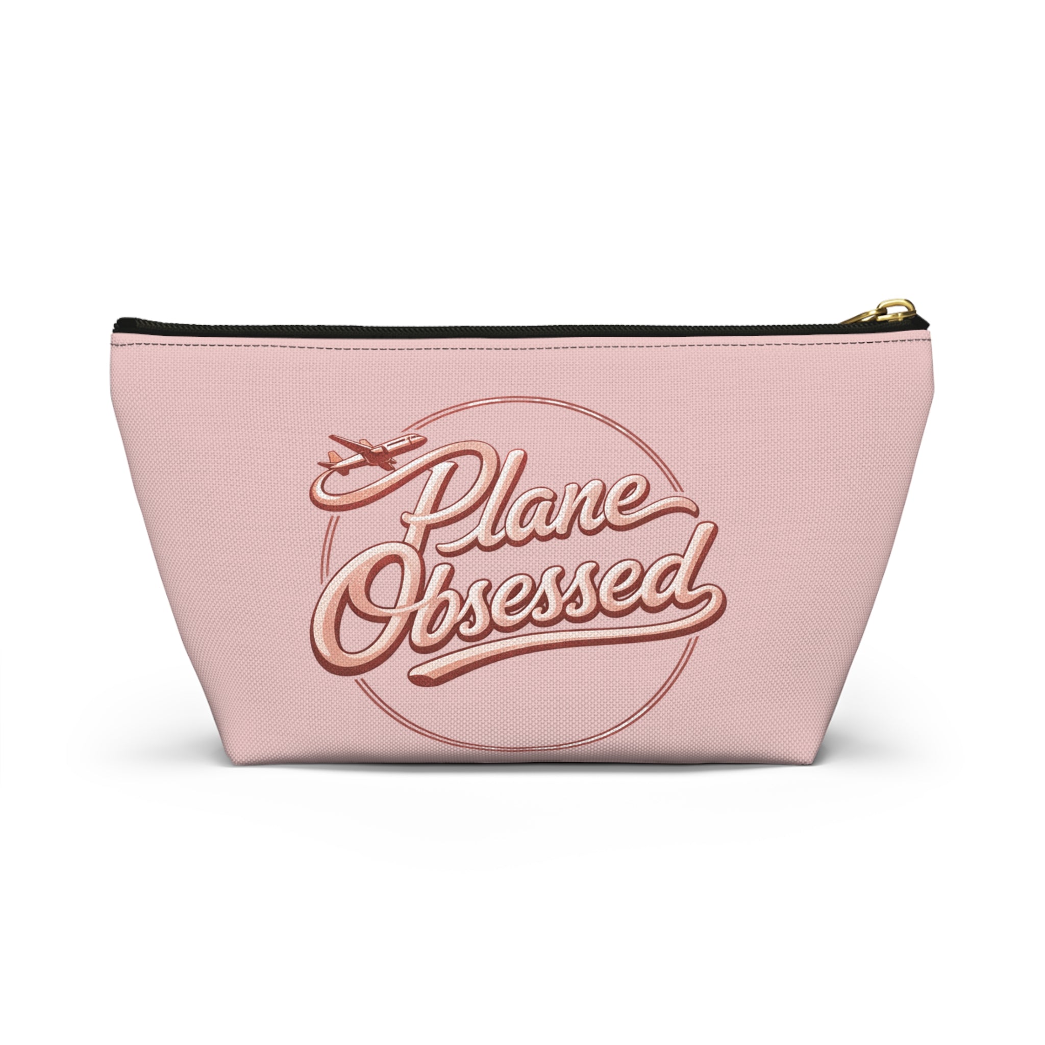 Plane Obsessed Travel Accessory Pouch — T‑Bottom Cosmetic Bag for Jetsetters