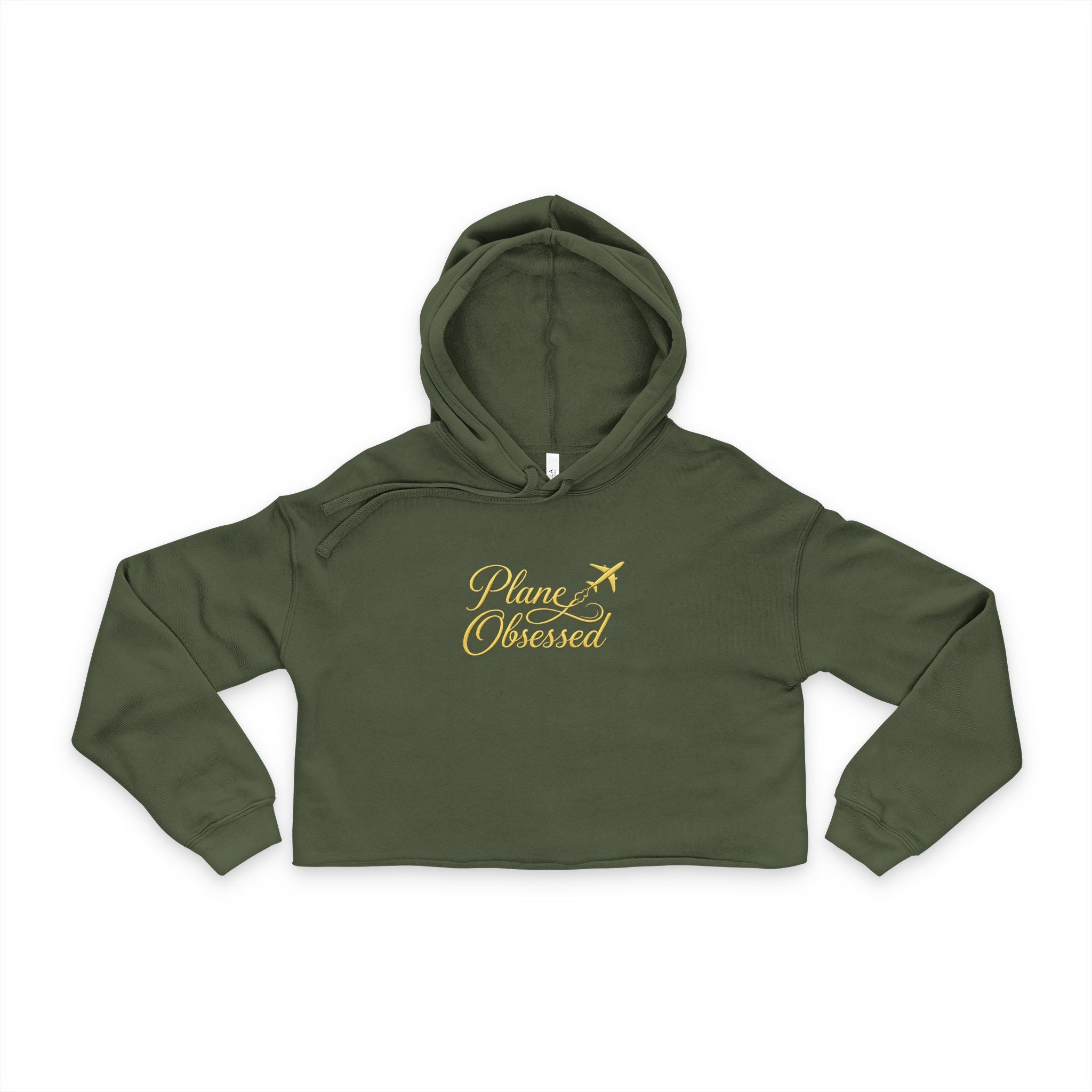 Cropped Hoodie — Minimal Gold Script Chest Logo