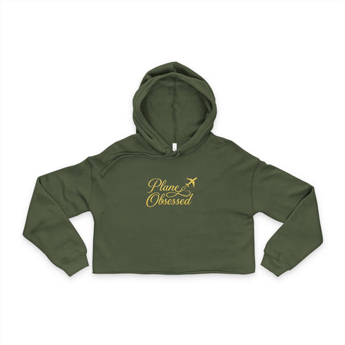 Cropped Hoodie — Minimal Gold Script Chest Logo