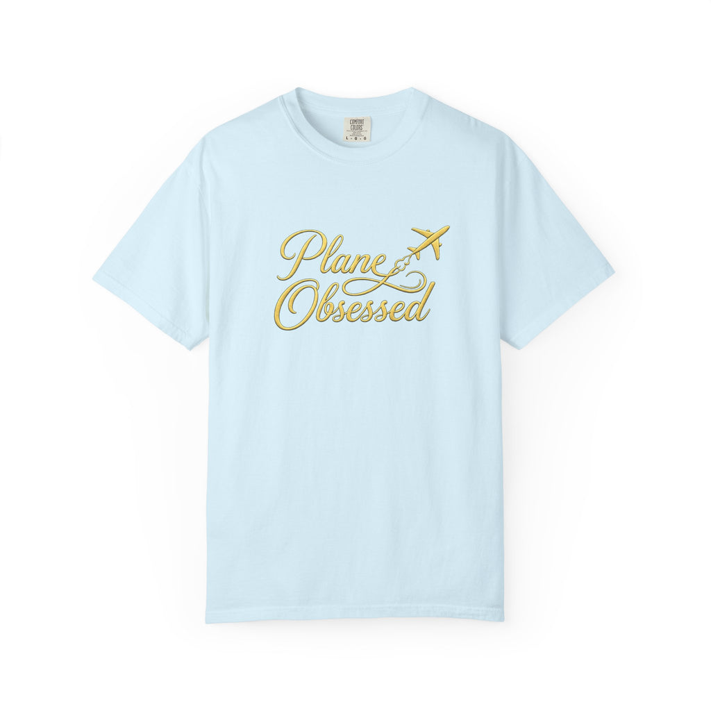Plane Obsessed T-Shirt — Gold Script Travel Tee