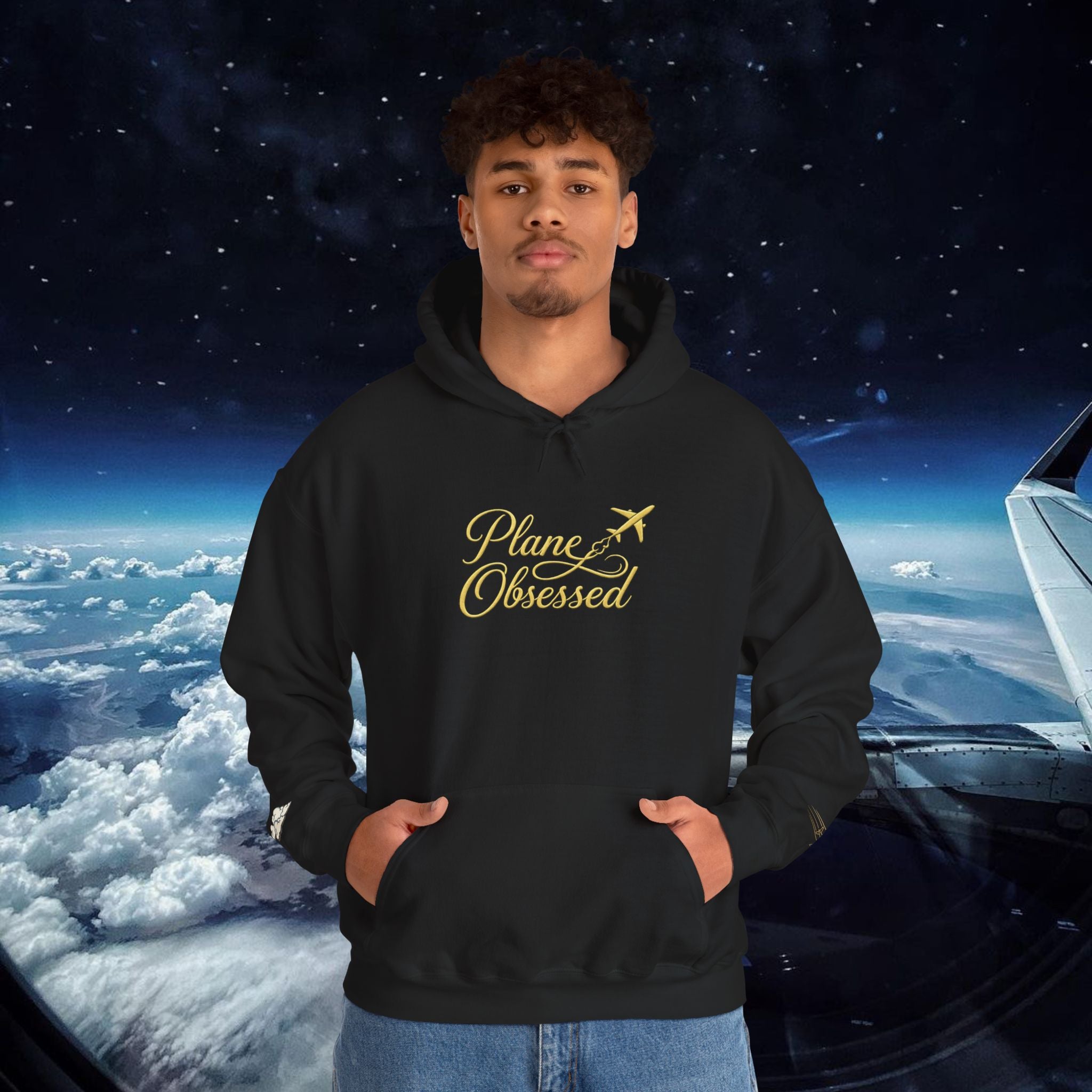 Planet Obsessed Hoodie — Retro Script Space Lover Pullover