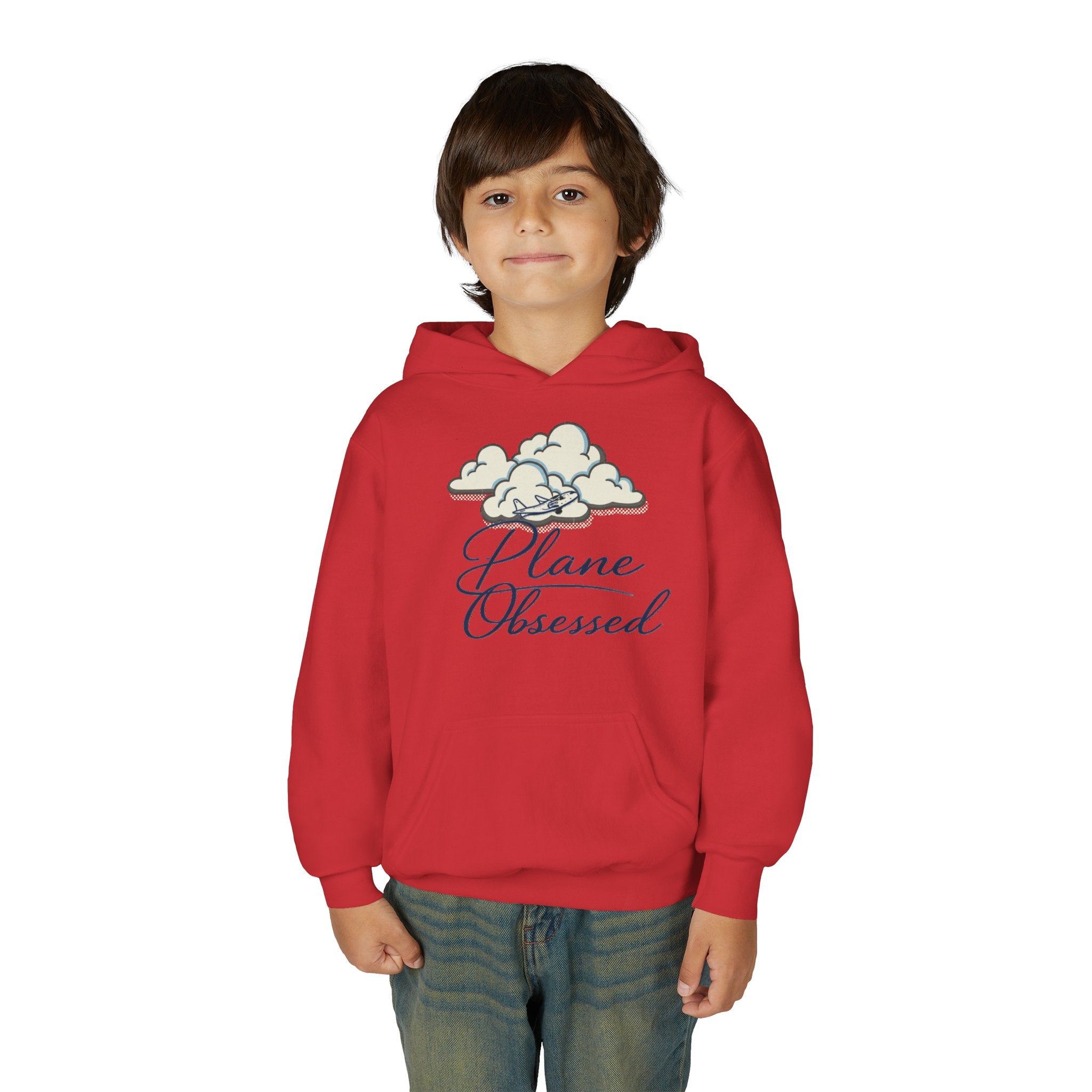 Youth Hoodie – 'Plane Obsessed' Travel Graphic Pullover (Flight Mode Design)