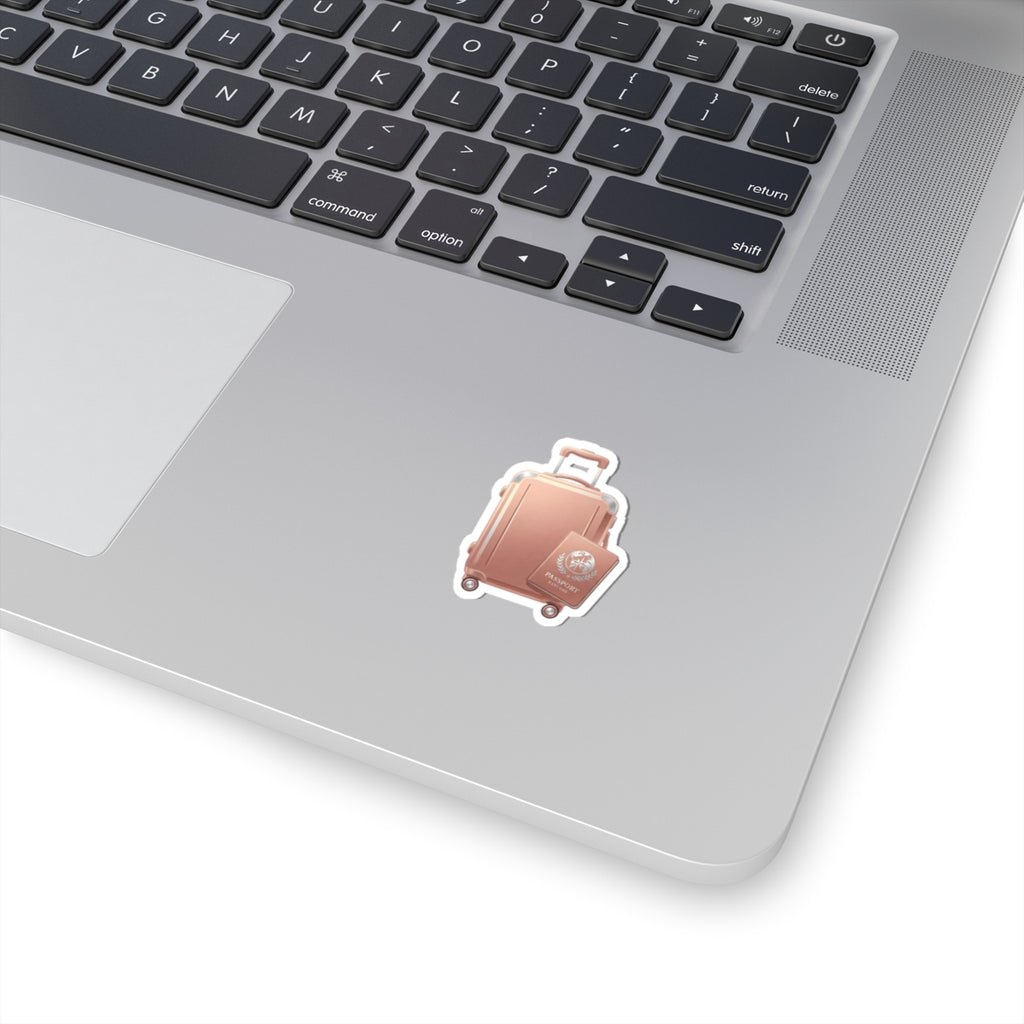 Rose Gold Luggage & Passport Kiss-Cut Sticker — Travel Sticker for Suitcases, Laptops & Journals