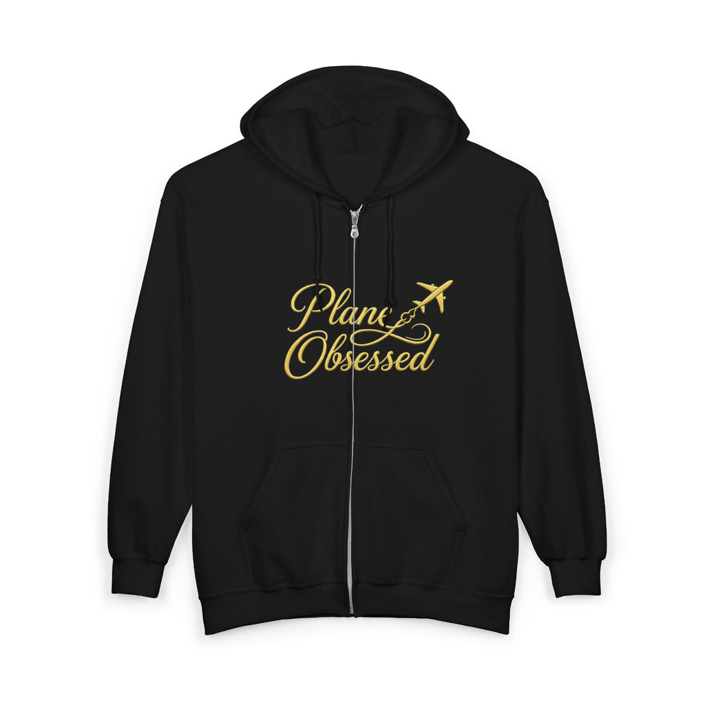 Plane Obsessed Zip Hoodie — Travel Graphic Full-Zip Sweatshirt