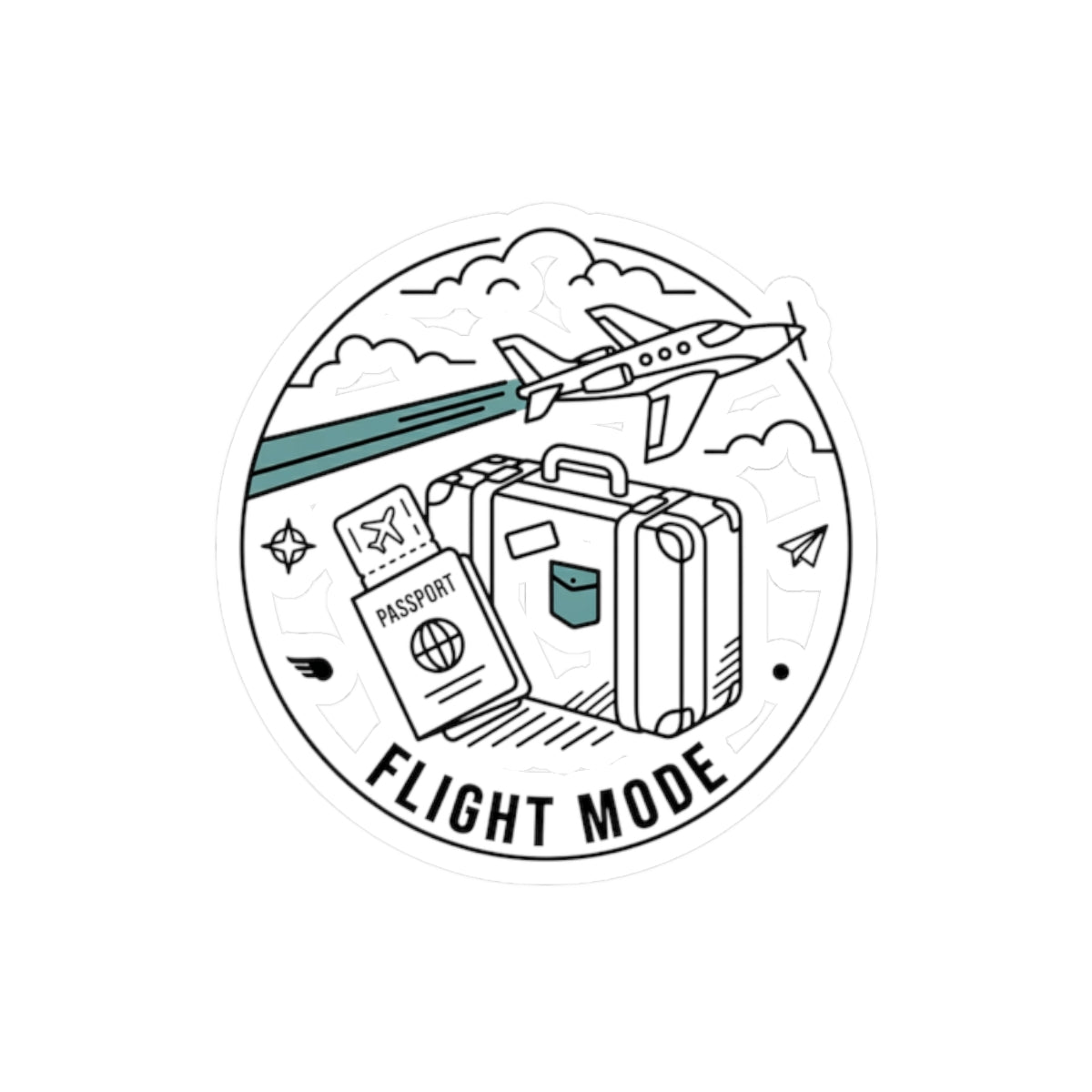 Flight Mode Travel Sticker — Passport & Luggage Kiss-Cut Decal