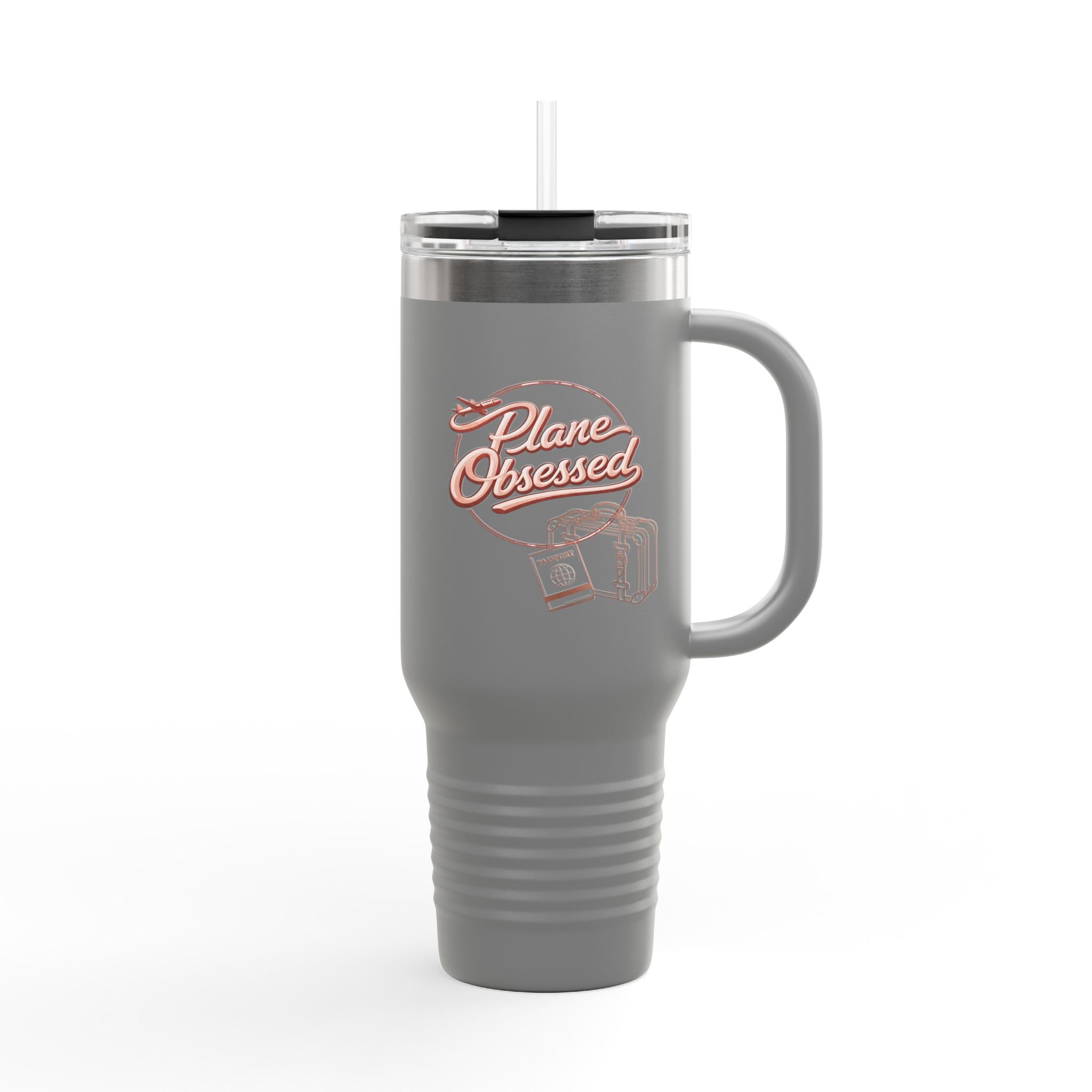 40oz Insulated Travel Mug – 'Plane Obsessed' Retro Aviation Graphic