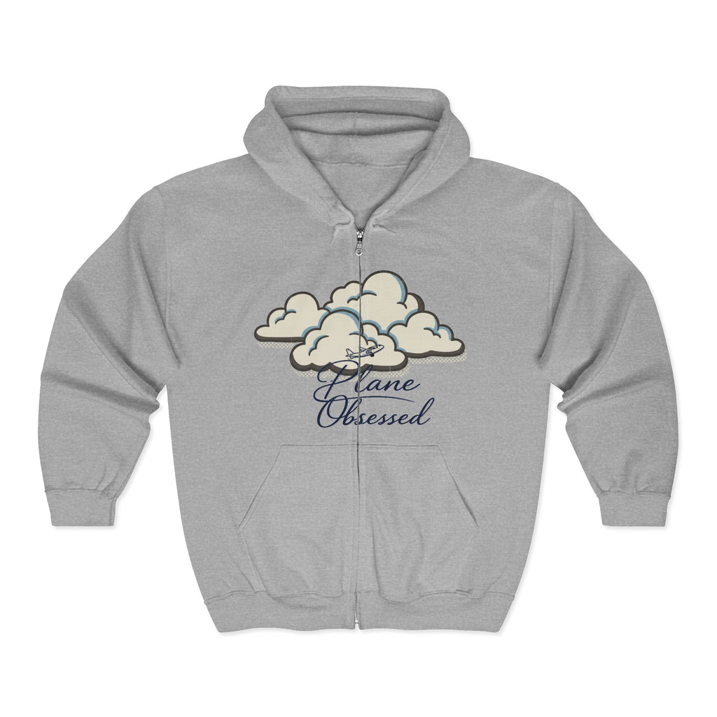 Plane Obsessed Zip Hoodie — Travel Graphic Full-Zip Sweatshirt