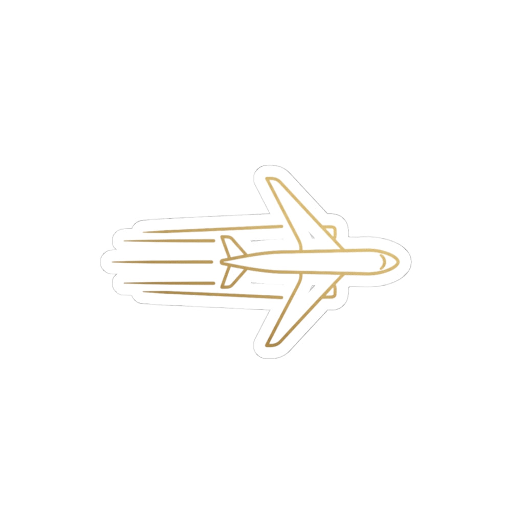Gold Jet Plane Sticker — Travel & Adventure Kiss-Cut Decal