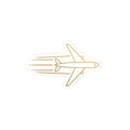 Gold Jet Plane Sticker — Travel & Adventure Kiss-Cut Decal