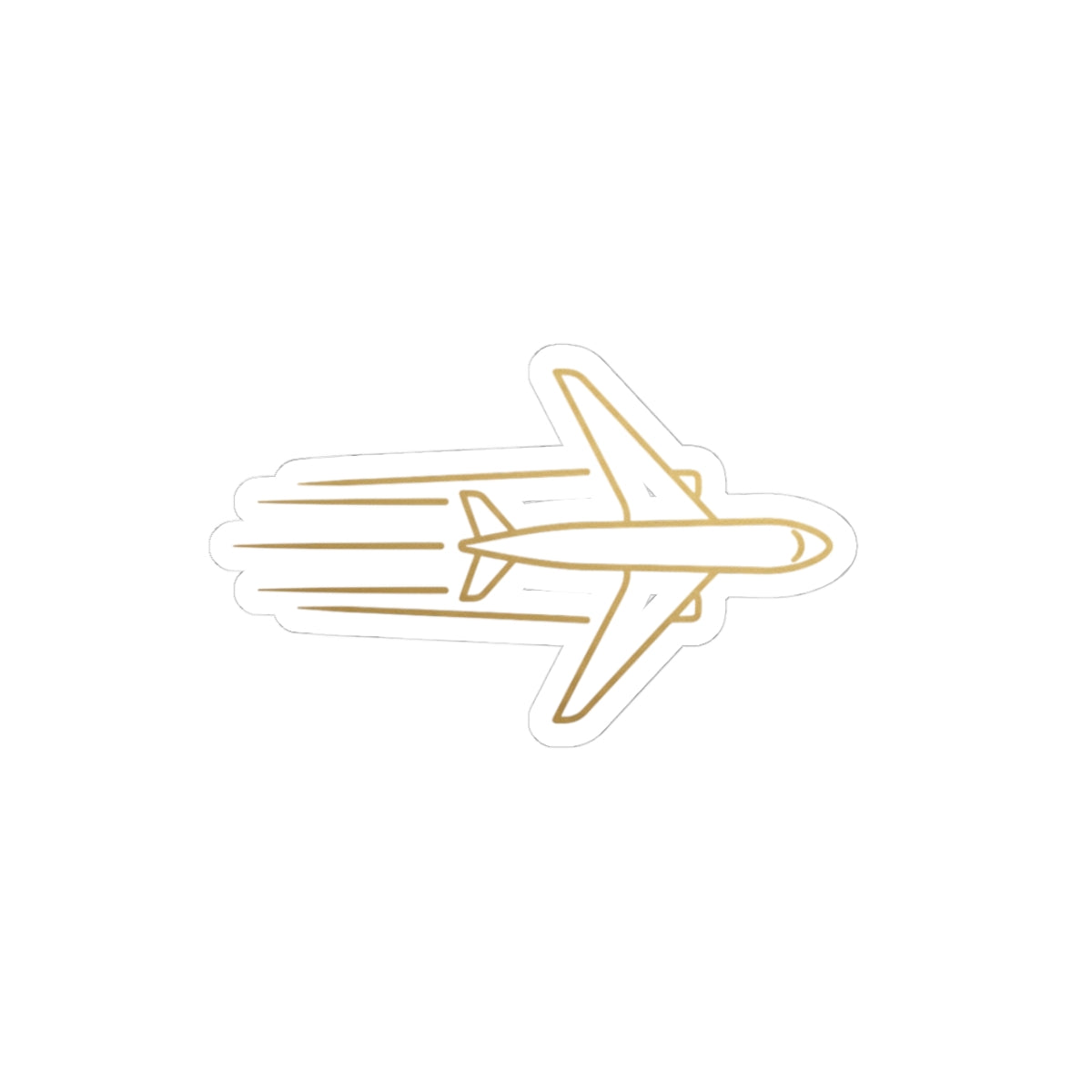 Gold Jet Plane Sticker — Travel & Adventure Kiss-Cut Decal