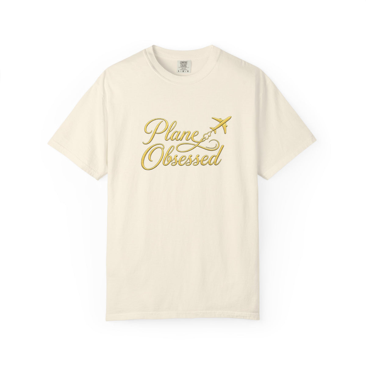 Plane Obsessed T-Shirt — Gold Script Travel Tee