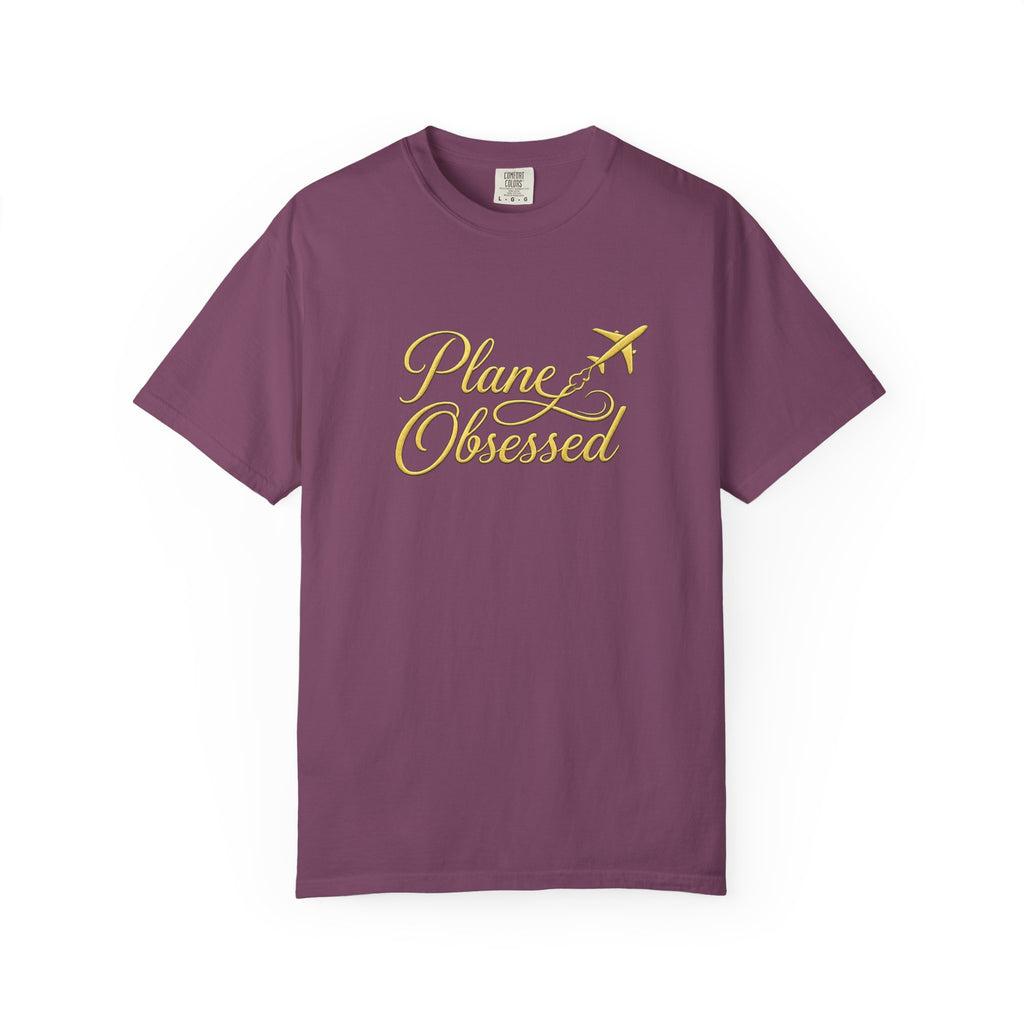 Plane Obsessed T-Shirt — Gold Script Travel Tee