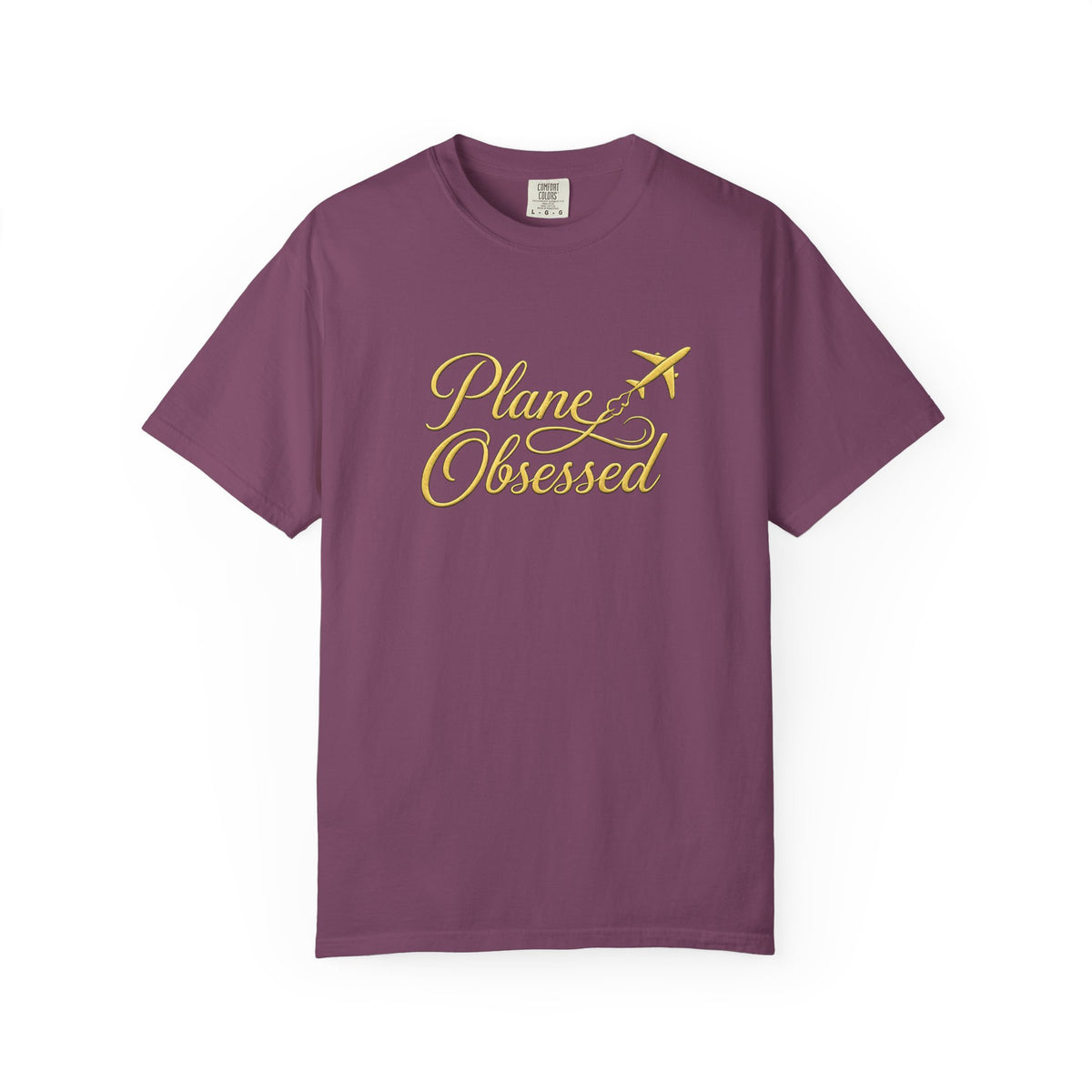Plane Obsessed T-Shirt — Gold Script Travel Tee