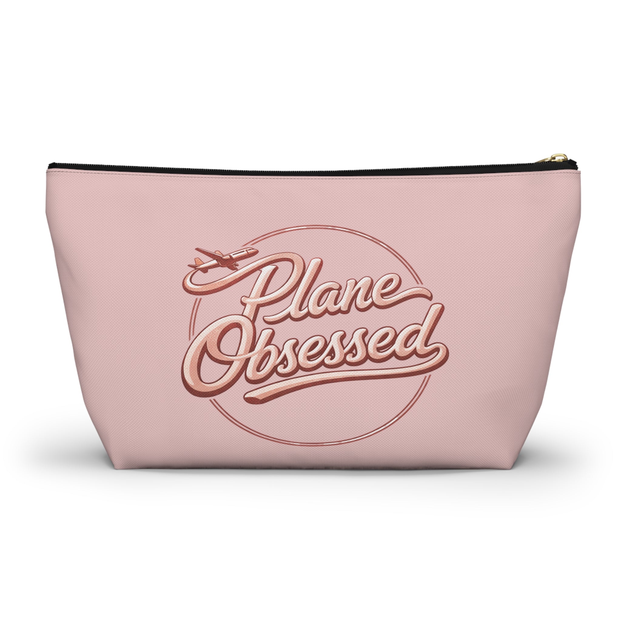 Plane Obsessed Travel Accessory Pouch — T‑Bottom Cosmetic Bag for Jetsetters